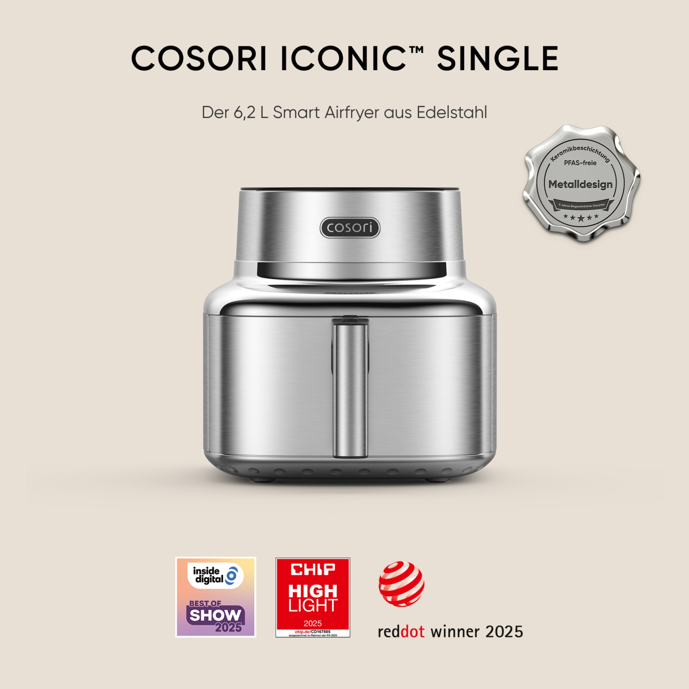 Cosori Heißluftfritteuse »CAF-SE601S-CEU« 1725 W