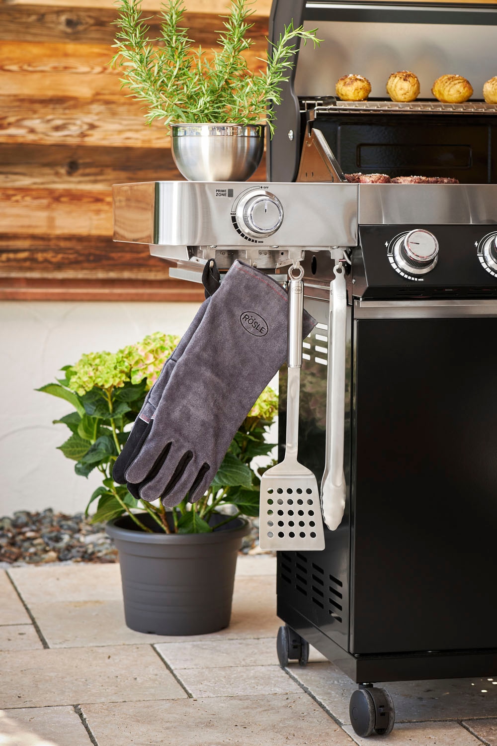 RÖSLE Grillhandschuhe »VIDERO, 25031«, Lederhandschuhe zum Schutz vor Verbrennungen, Universalgröße 24/XL