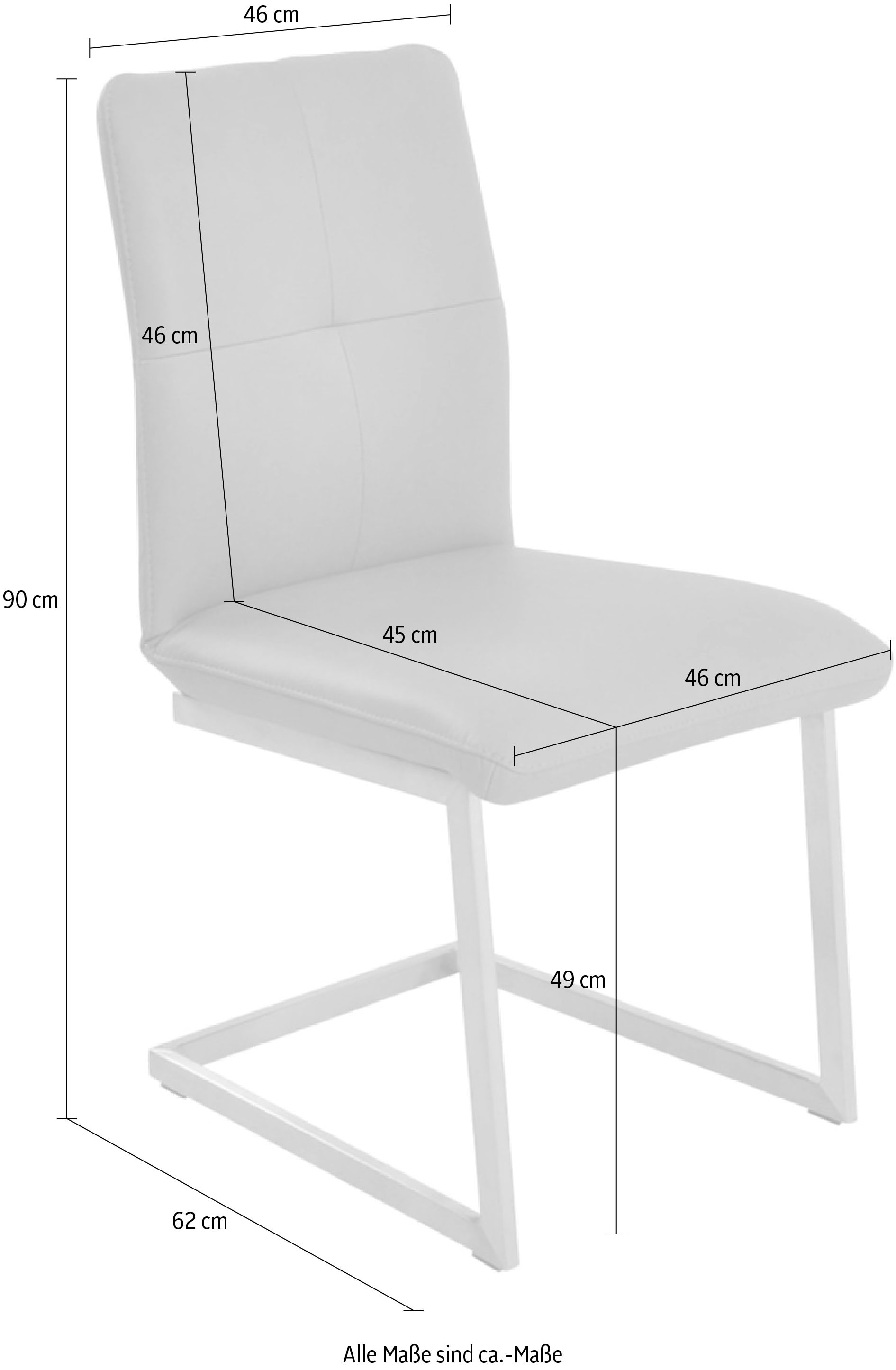 K+W Komfort & Wohnen Freischwinger »6511«, Leder CLOUD, Freischwinger mit Hochkantrohr und praktischem Metallgriff am Rücken