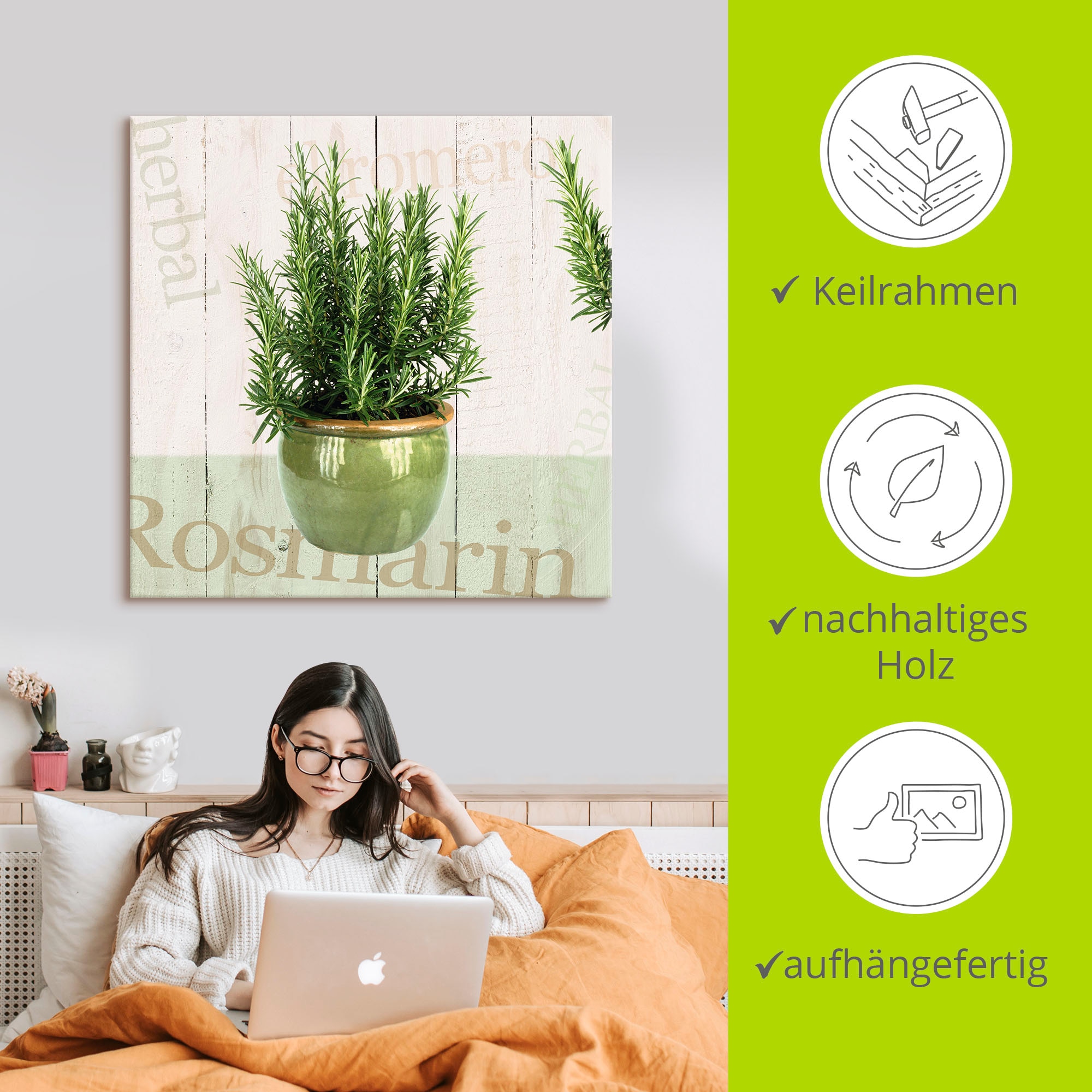 Artland Wandbild »Rosmarin«, Pflanzen, (1 St.), als Alubild, Outdoorbild, Leinwandbild, Poster in verschied. Größen