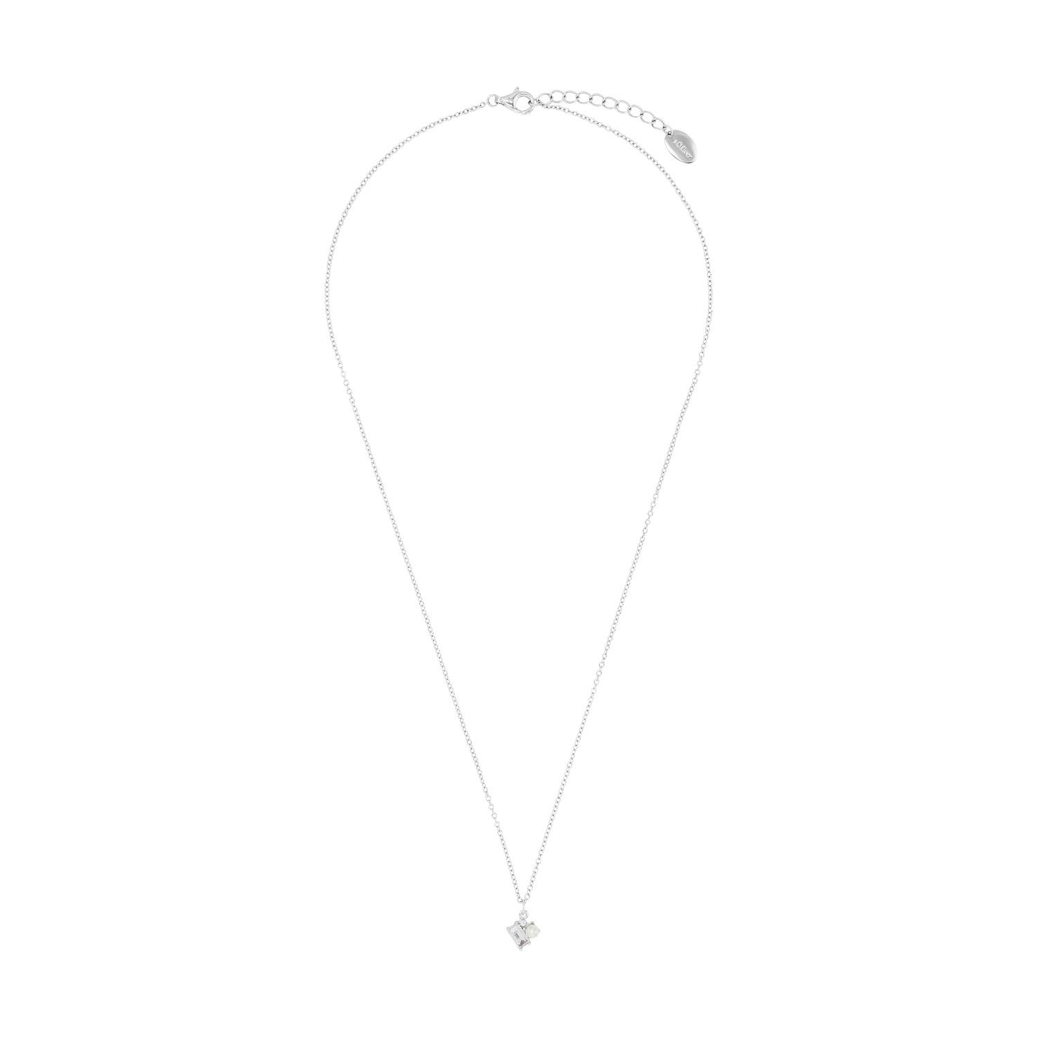 s.Oliver Kette mit Anhänger »Rechteck/Perle, 2039696«, mit Zirkonia (synth.) - mit Muschelkernperle