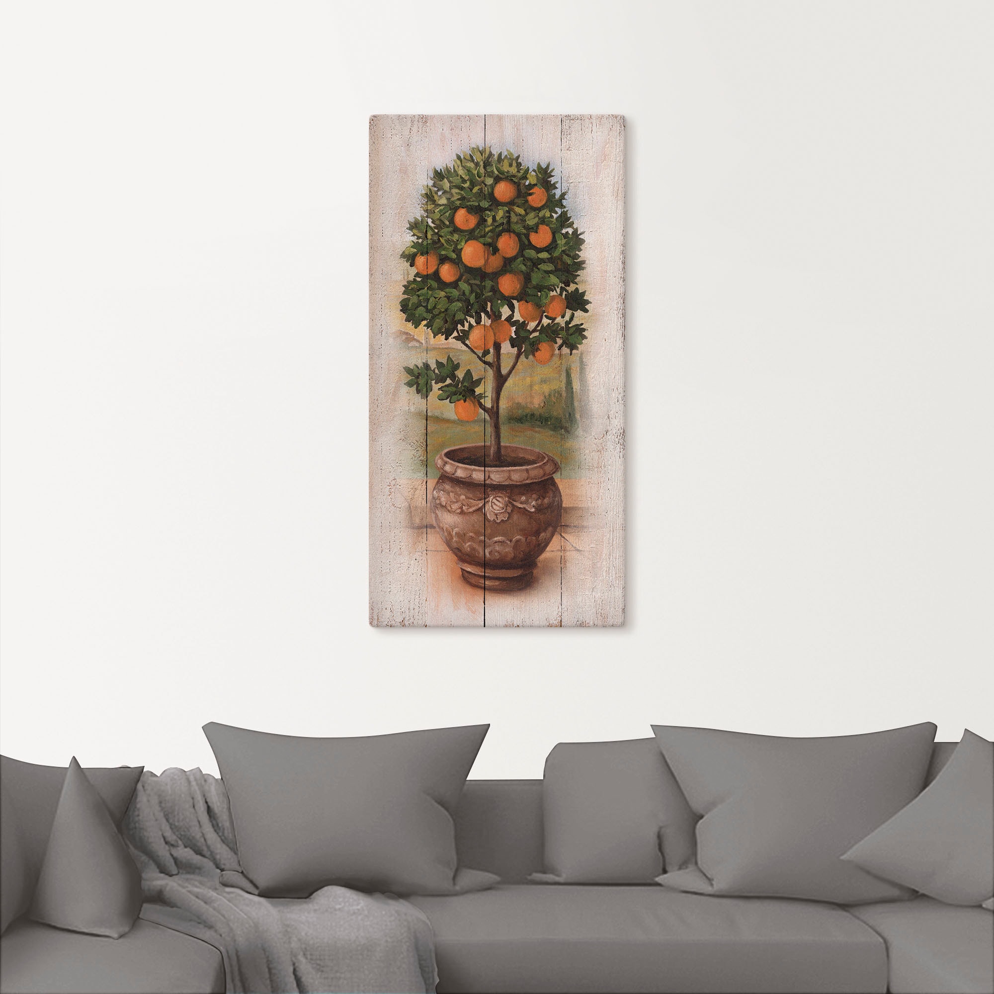 Artland Leinwandbild »Orangenbaum mit Holzoptik«, Bäume, (1 St.), auf Keilr günstig online kaufen