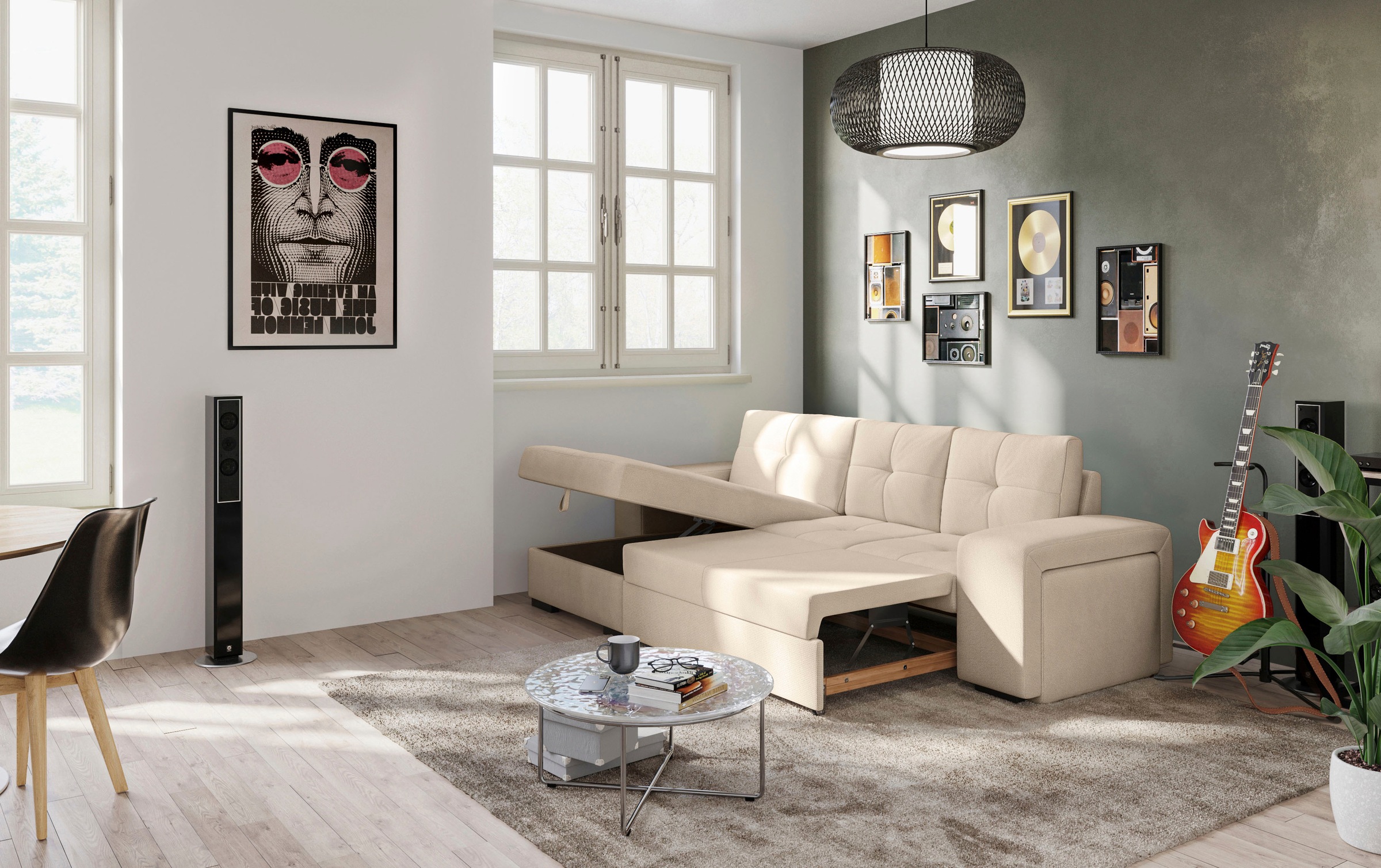 COTTA Ecksofa »Mattina L-Form«, mit Hocker, wahlweise mit Bettfunktion & Bettkasten