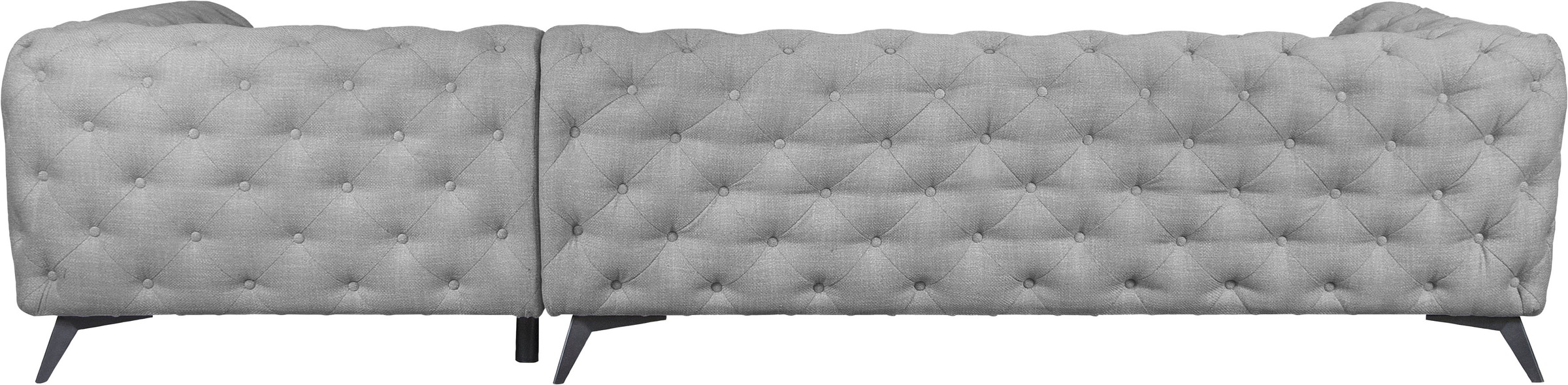 Leonique Chesterfield-Sofa »Ecksofa GLYNIS L-Form mit Wellenunterfederung, Maße B/T/H 323/264/75cm«, aufwändige Knopfheftung, moderne Chesterfield Optik, Fußfarbe wählbar