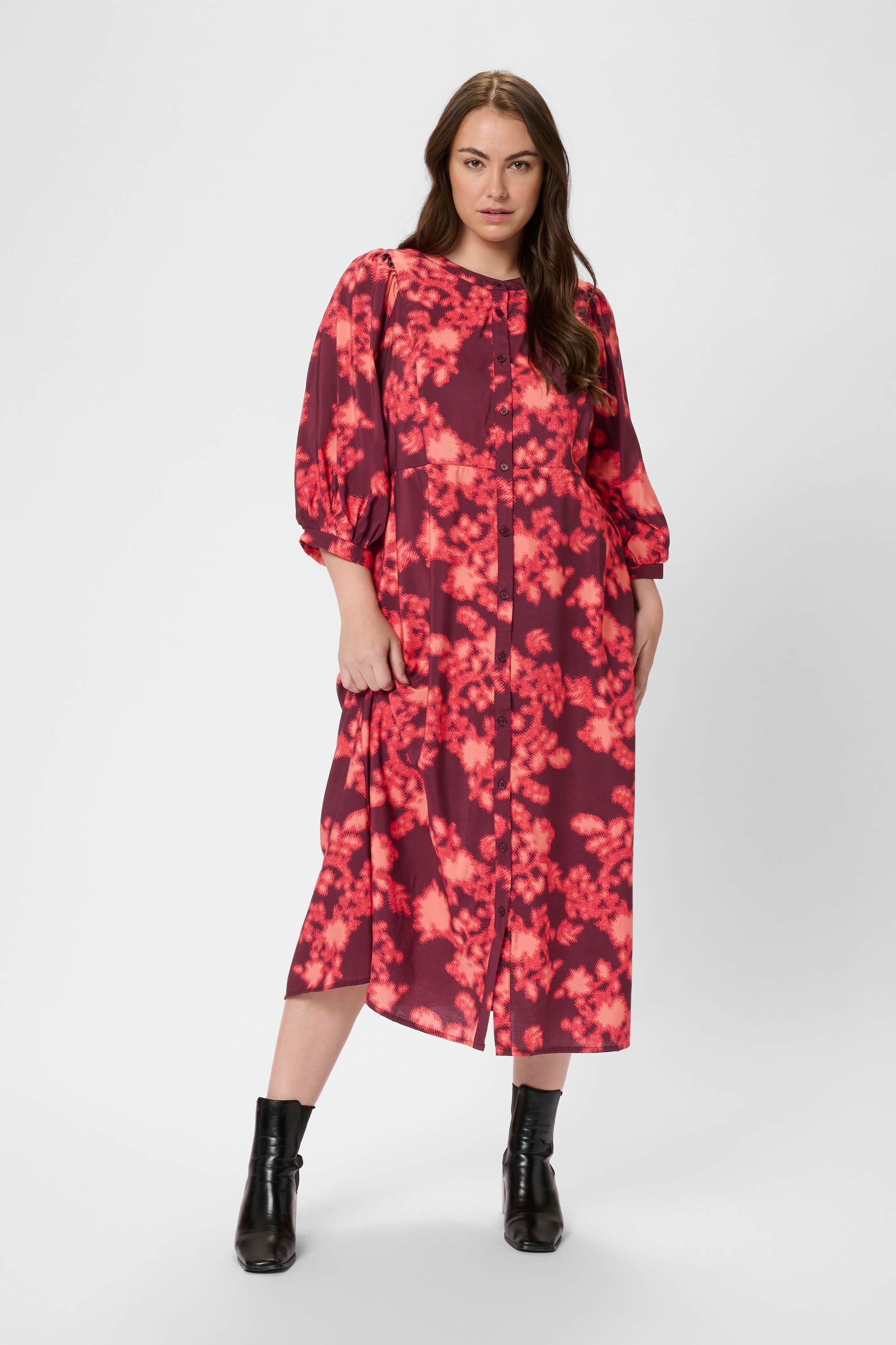 KAFFE Curve Midikleid »Damen Kleid KCmaddi«