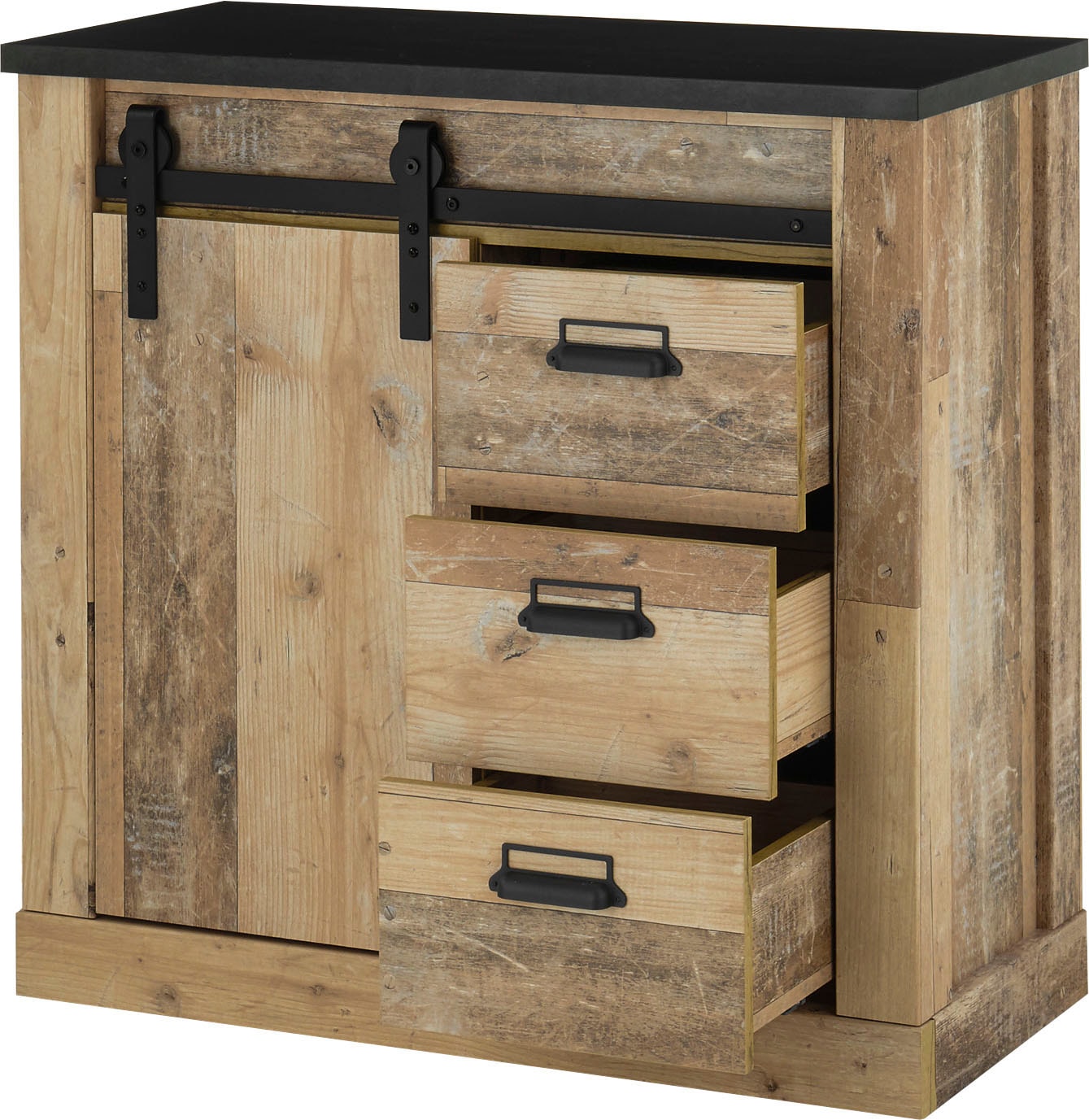 Home affaire Garderoben-Set »SHERWOOD«, (4 St.), mit Scheunentorbeschlag, Apothekergriffe aus Metall