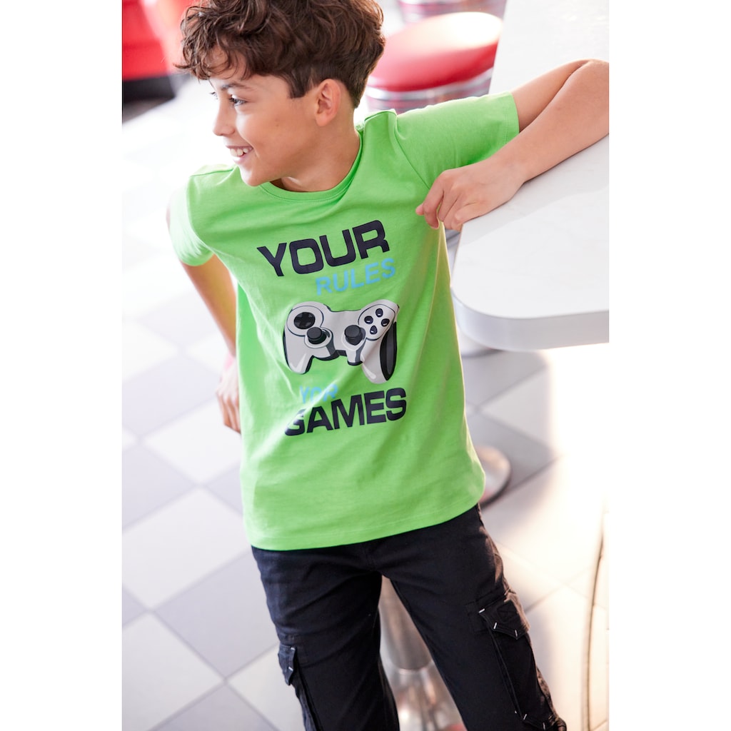 KIDSWORLD T-Shirt »YOUR RULES YOUR GAMES«, Spruch
