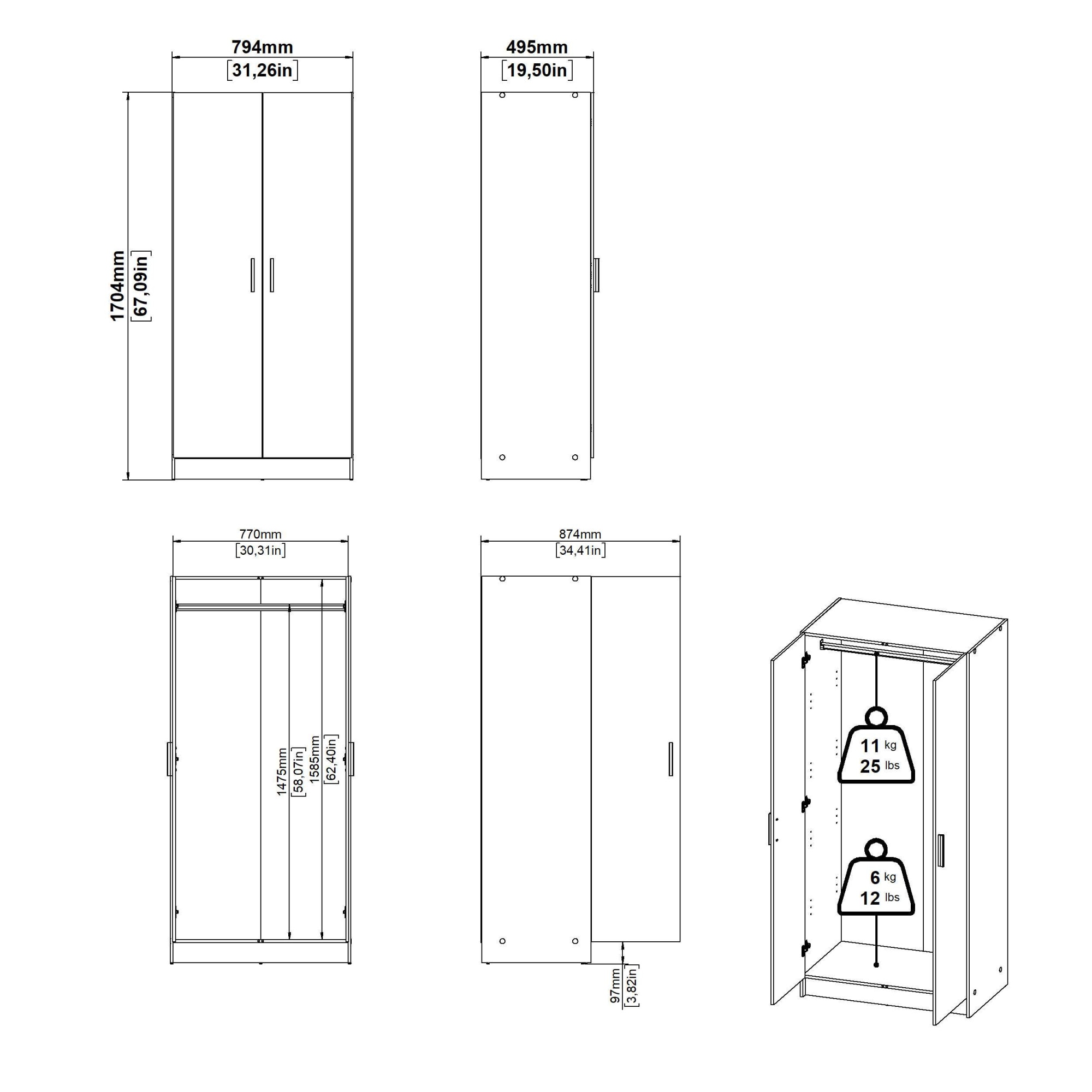 INOSIGN Schlafzimmer-Set »Escape für Schlafzimmer, Jugendzimmer«, (Set, 3 tlg.), bestehend aus Kleiderschrank, Kommode, Nachttisch