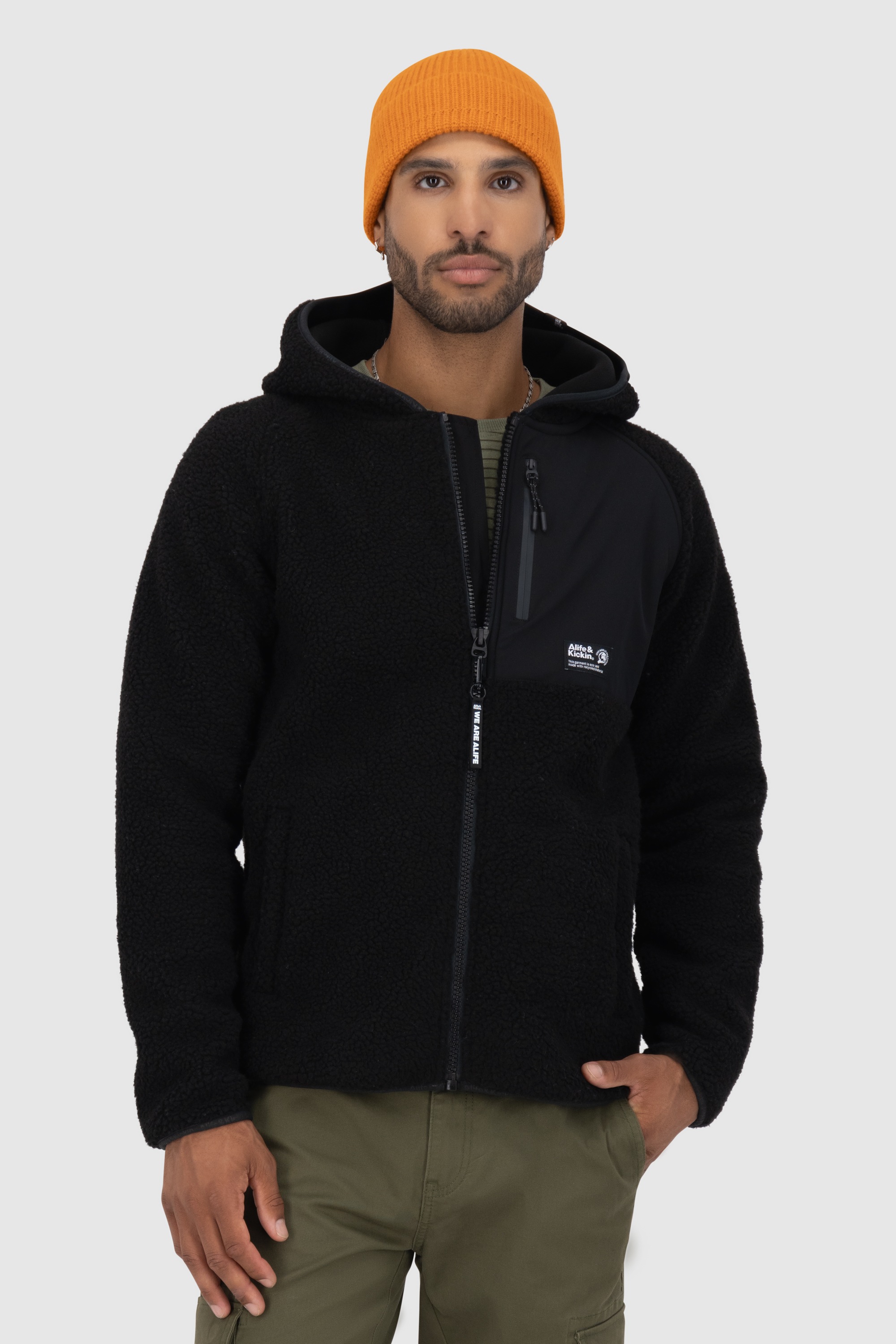 Alife & Kickin Kapuzensweatjacke »Herren HaraldAK G«, Weiche, warme Teddy Jacke mit großer Kapuze und Fleece-Innenfutter