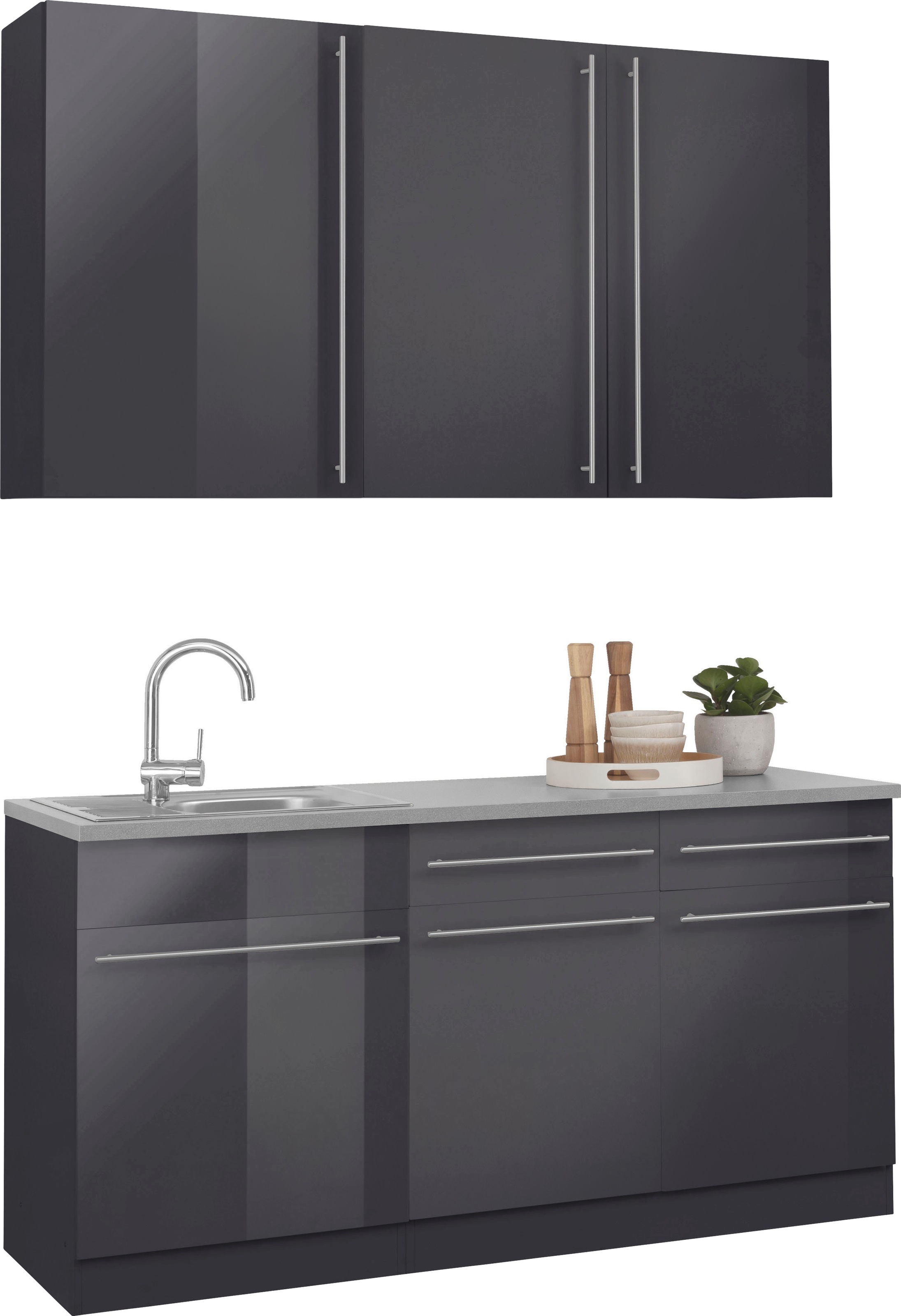 wiho Küchen Pantryküche »Chicago«, ohne E-Geräte, Breite 160 cm