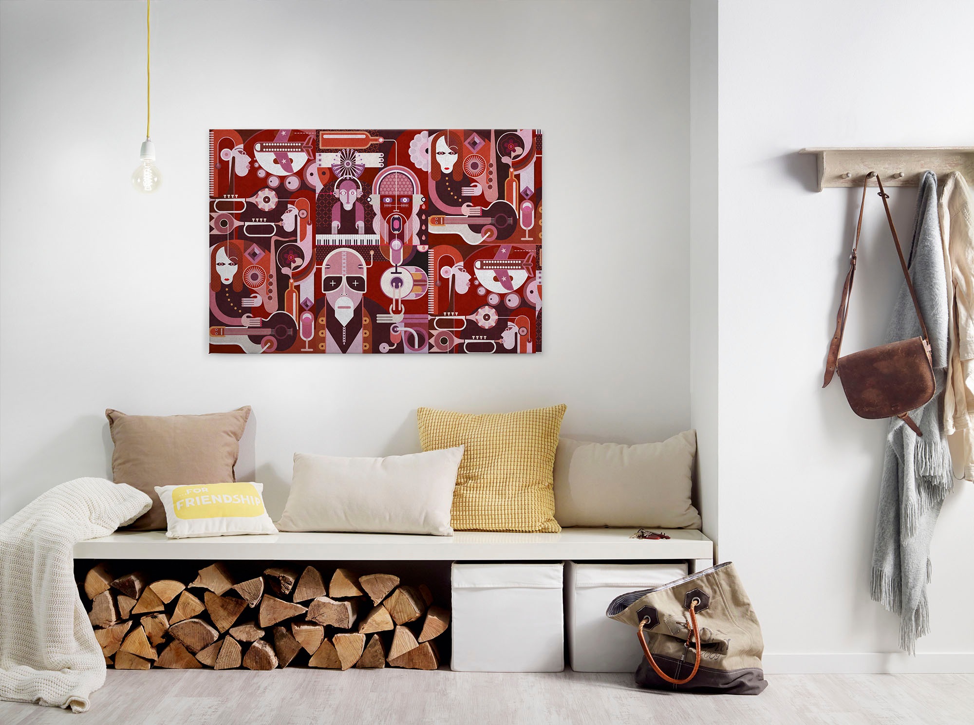 Bricoflor Retro Bild Mit Jazz Motiv Leinwand Bild In Rot Und Pink Ideal Für günstig online kaufen