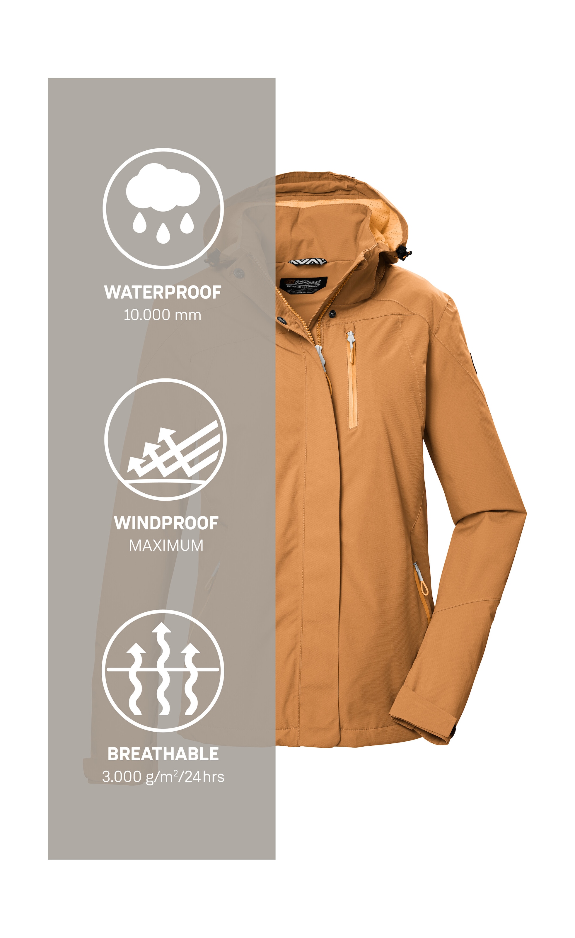 Killtec Outdoorjacke »KOS 28 WMN JCKT«, Wasserdichte, atmungsaktive Damenjacke, PFAS-frei, recyceltes Material
