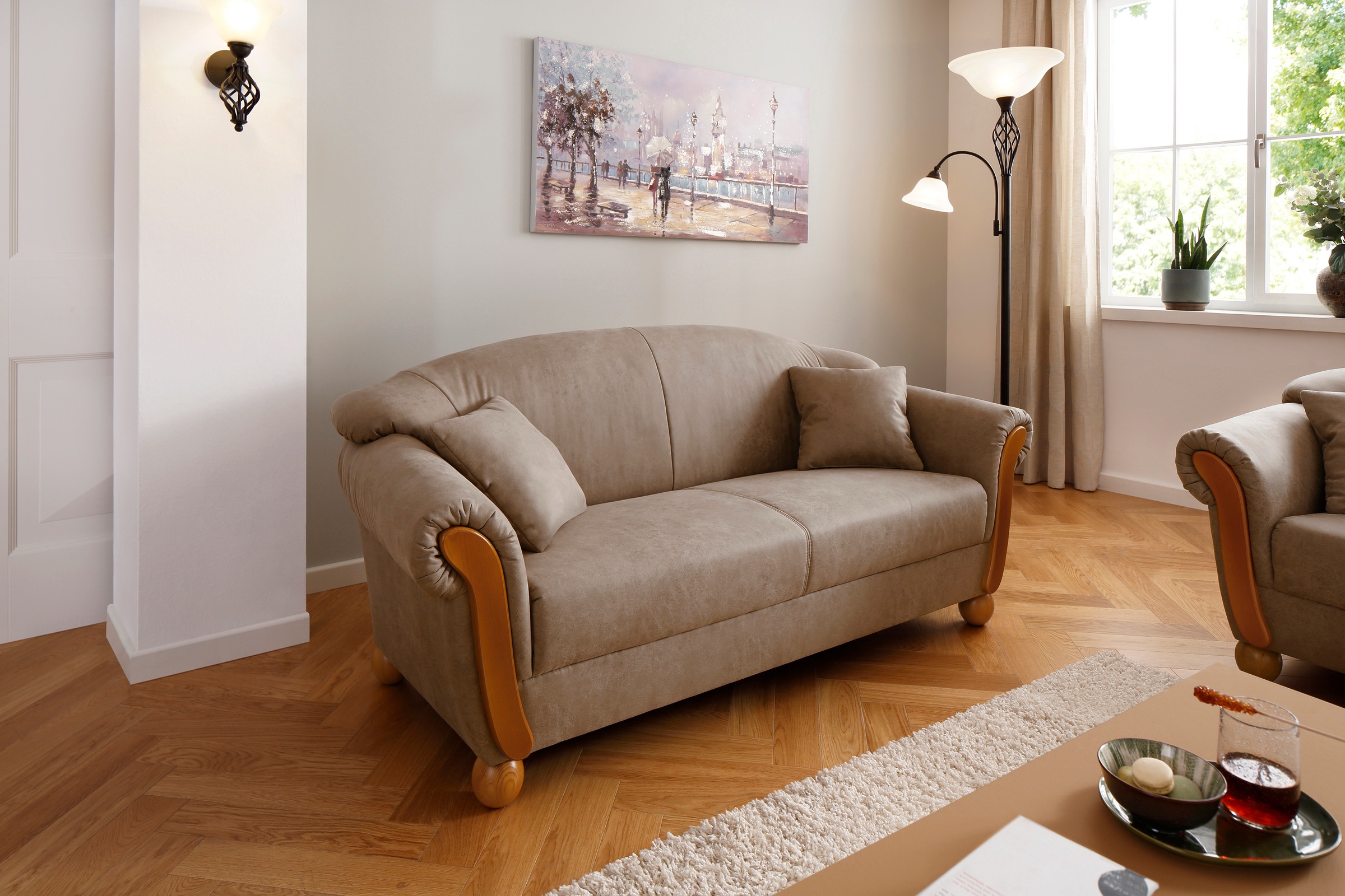 Home affaire 3-Sitzer "Milano Vintage" mit Federkern, Bezug in Lederoptik, günstig online kaufen