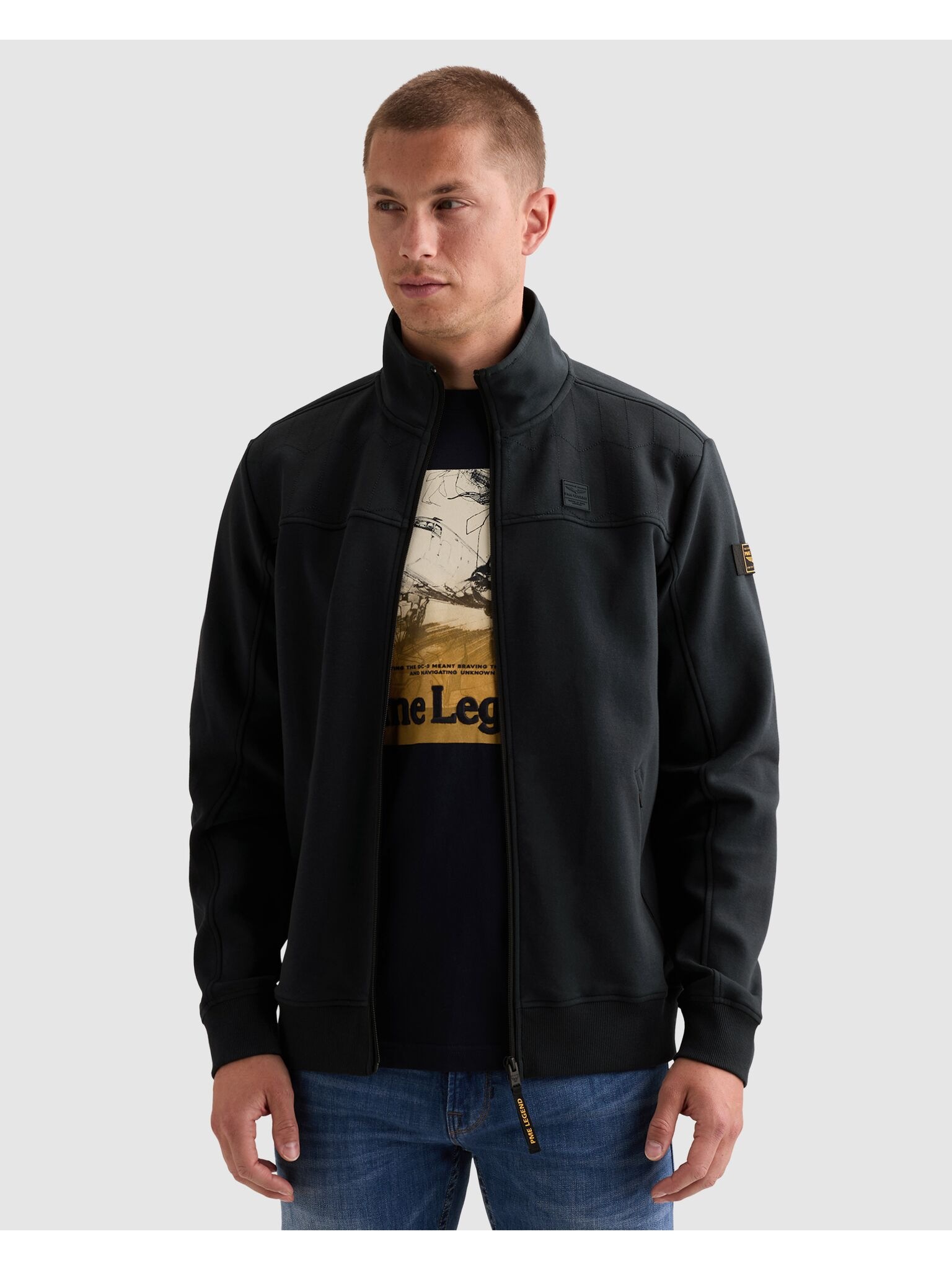 PME LEGEND Sweatjacke Seitliche Reißverschlusstaschen, vordere Passe mit dezenten Ziernähten