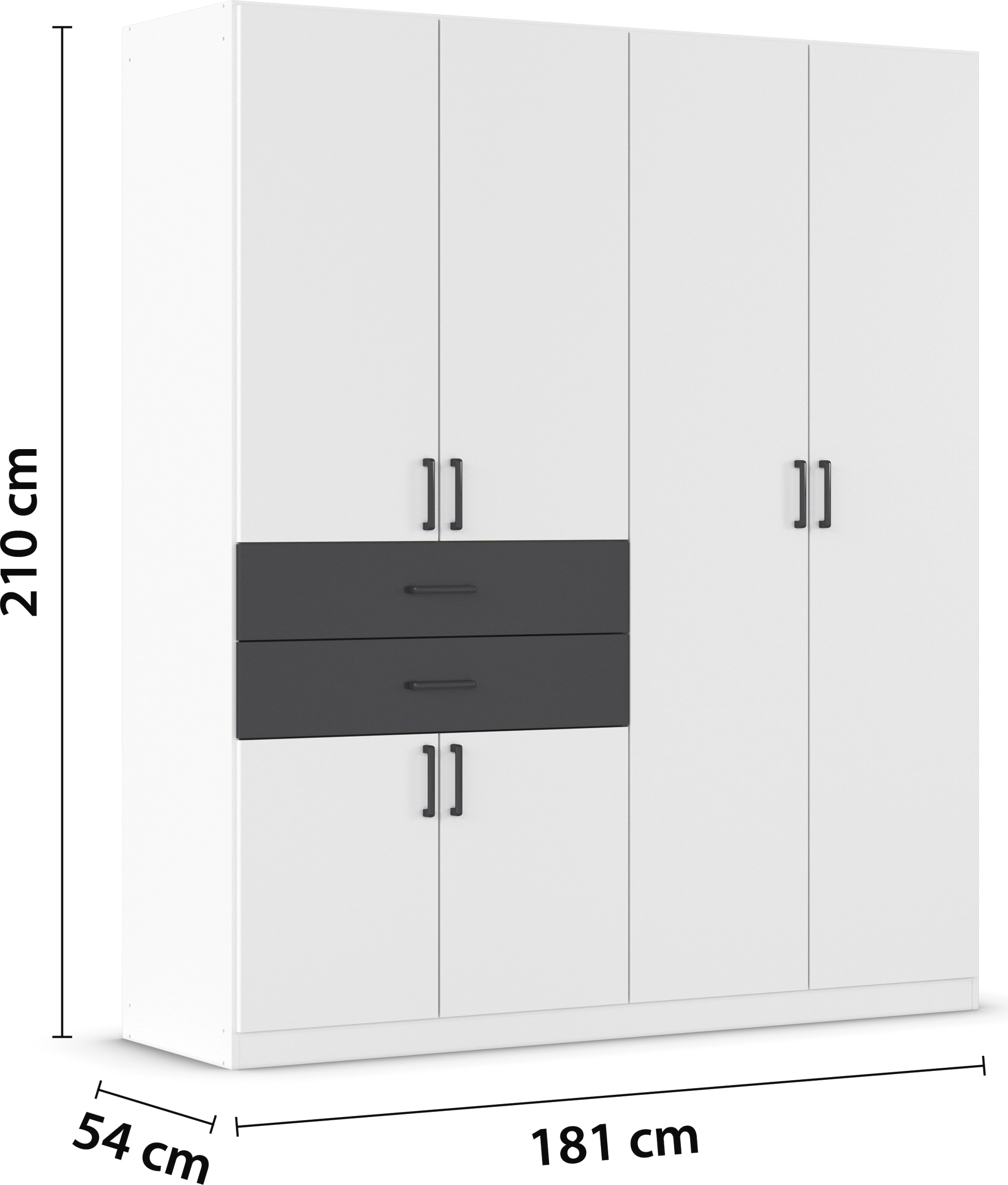 rauch Drehtürenschrank »Kleiderschrank Schrank Garderobe MAIKA mit Dekor-Front«, 2 Schubladen, in verschiedenen Breiten, Höhen, Farben, MADE IN GERMANY