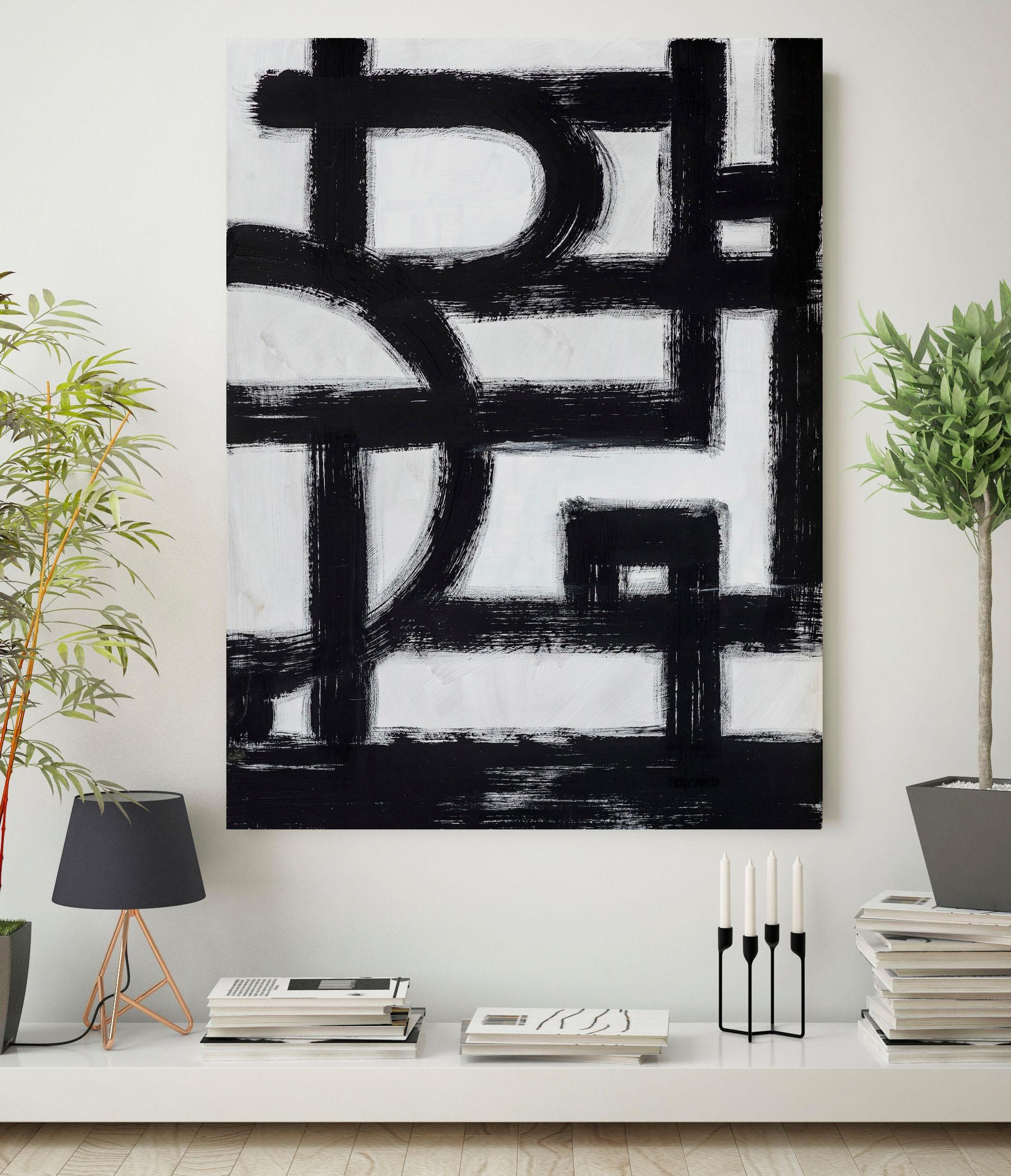 Places of Style Leinwandbild »Abstrakte Kunst«, Abstrakte-Kunst-Modern-Schw günstig online kaufen
