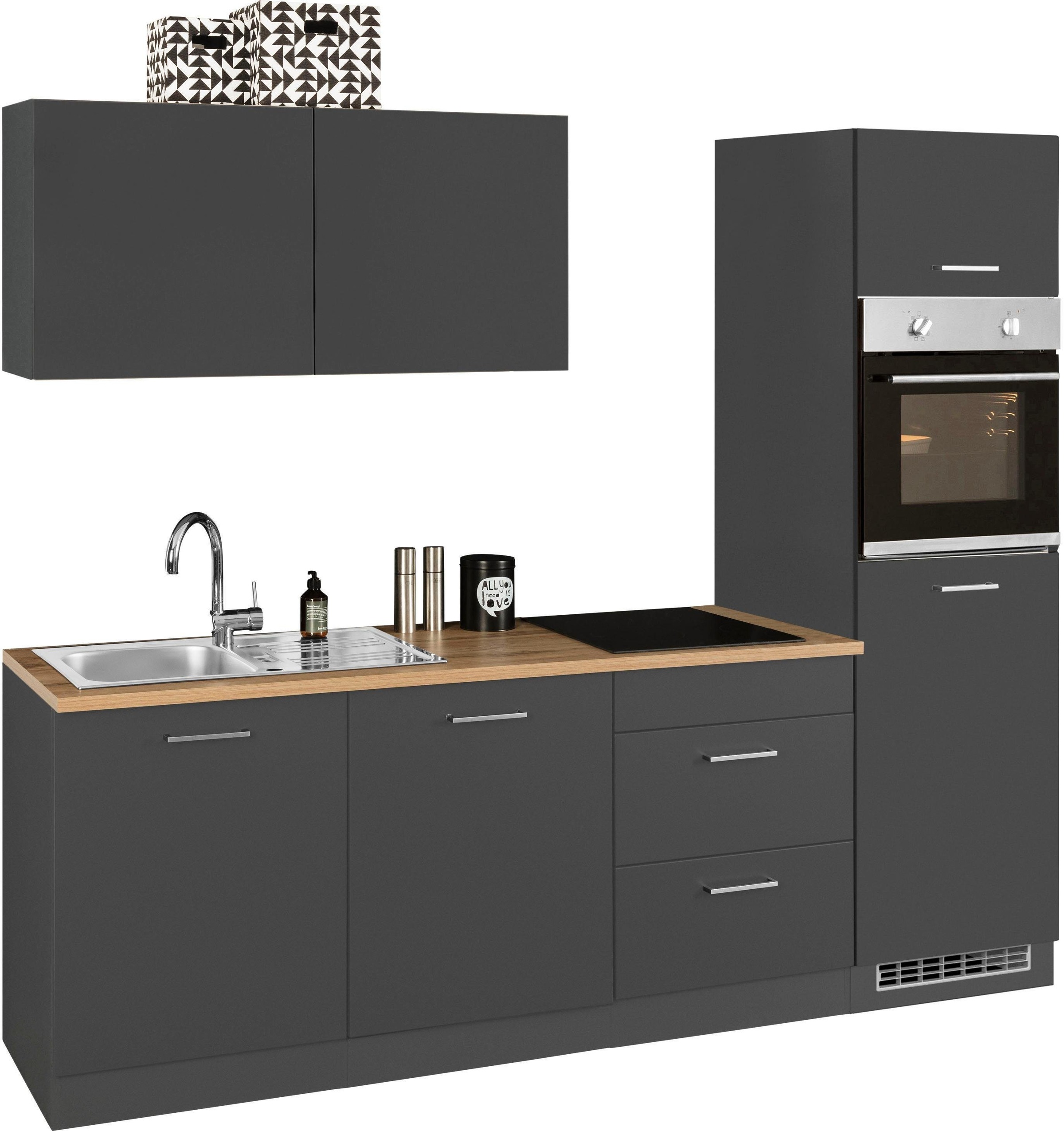 KOCHSTATION Küchenzeile »KS-Kehl«, ohne E-Geräte, Breite 240 cm, für Kühlschrank