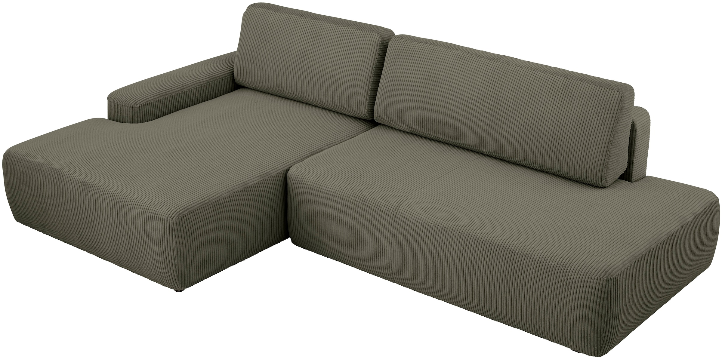 INOSIGN Ecksofa »TORGE, Schlafsofa Cord, Samtvelours u. Strukur fein, Couch in L-Form«, Schlaffunktion und Bettkasten, Liegefläche: 210x125 cm, neues Design