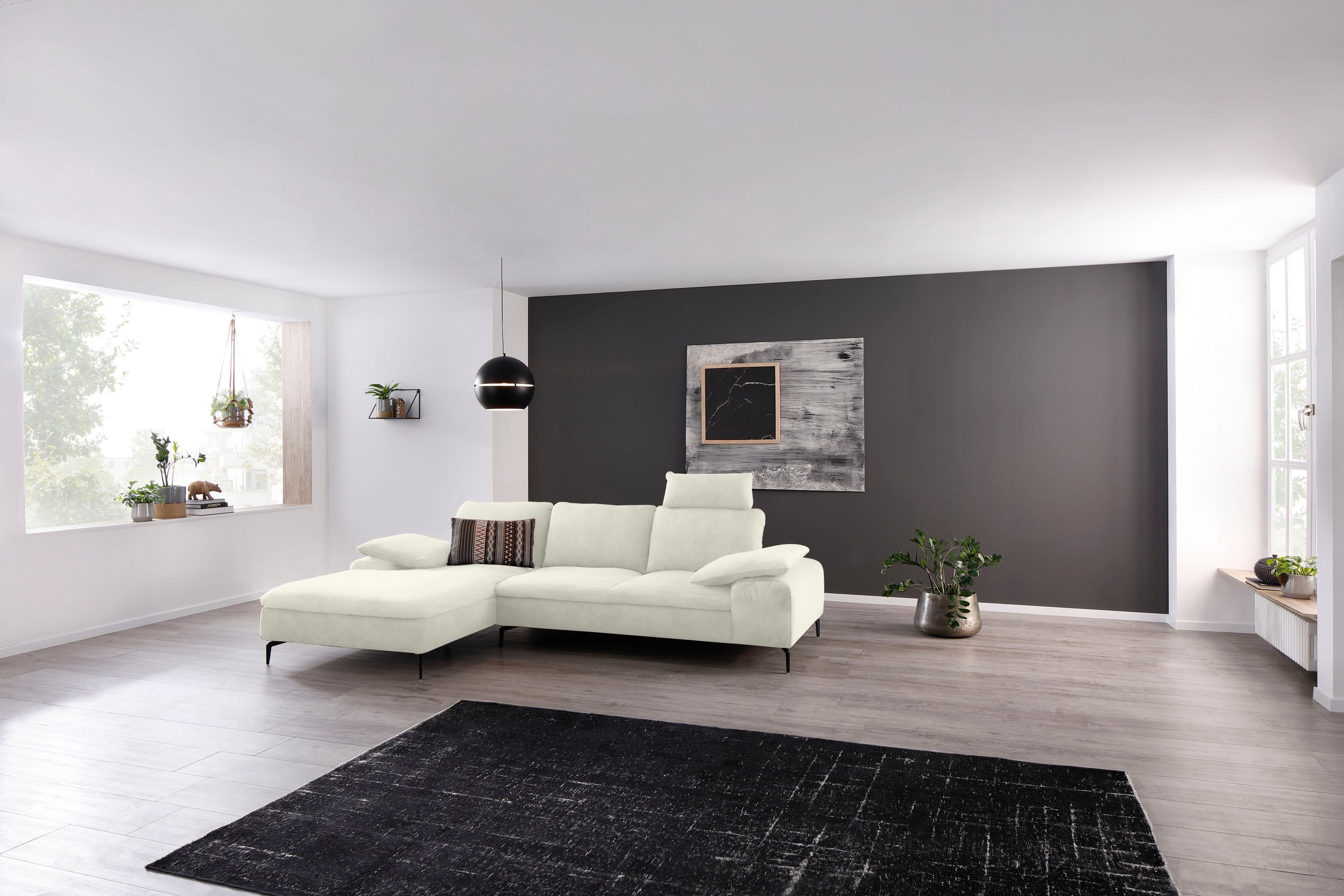 W.SCHILLIG Ecksofa »valentinoo, Designsofa, bequem, elegant und zeitlos, L-Form«, (Set), inklusive Hocker, mit Sitztiefenverstellung, Breite 299 cm