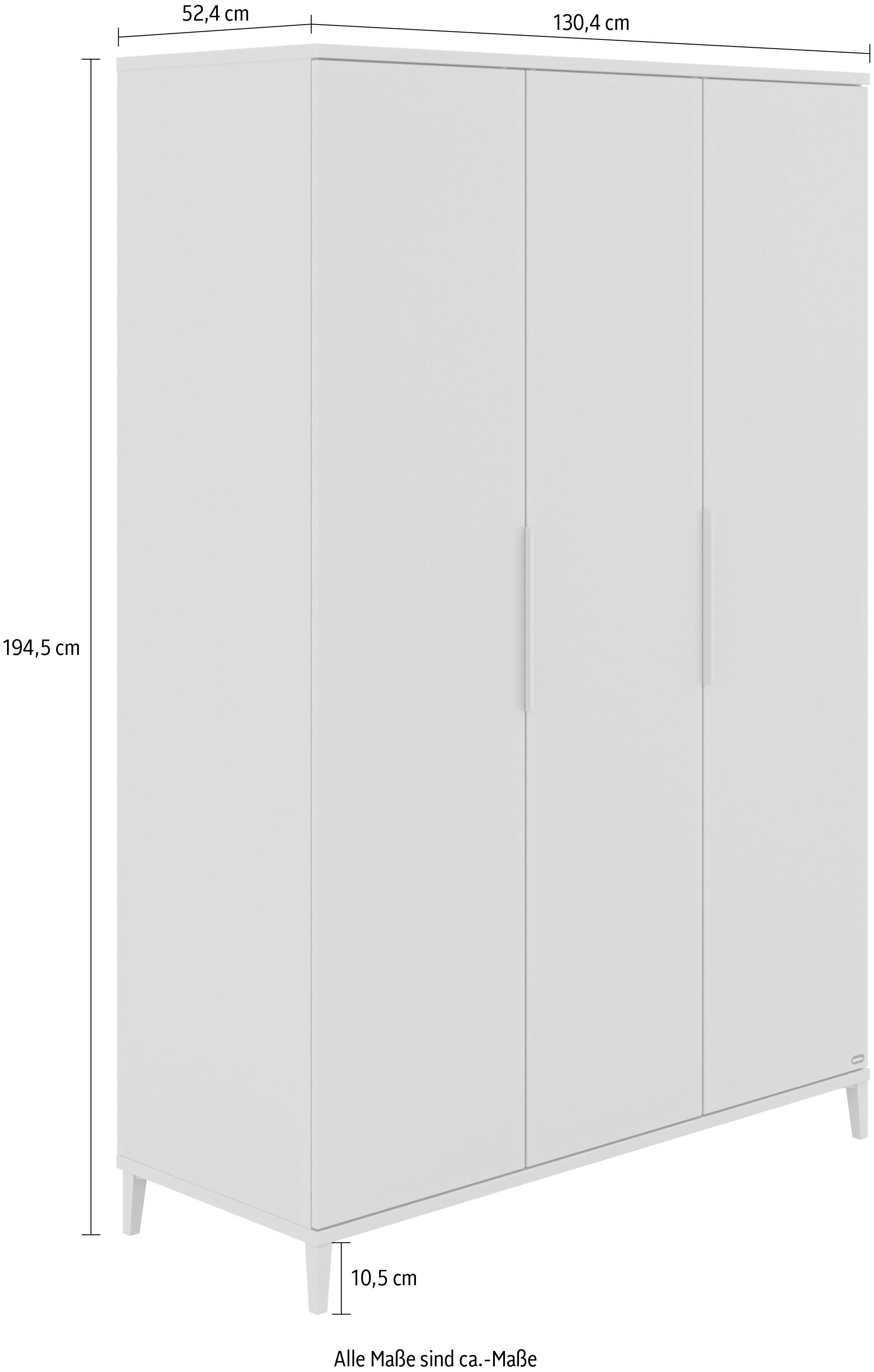 YUNY by PAIDI Kleiderschrank »BROTHER STU inkl. Kleiderstangen und Einlegeböden«, (B/H/T ca. 130x195x52cm, Taupe), zertifizierte Qualität, Soft-Close