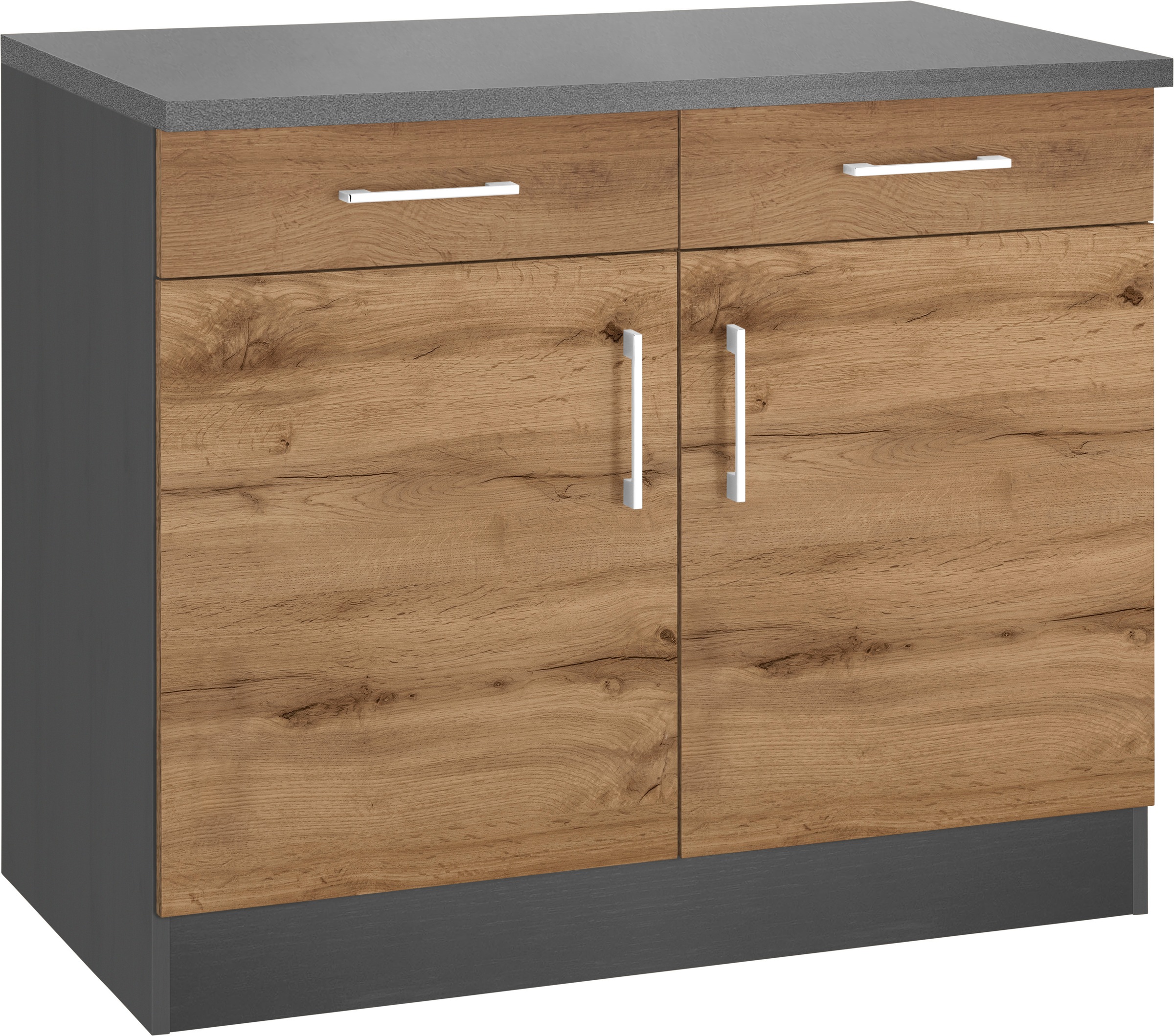 KOCHSTATION Unterschrank "KS-Colmar" 100 cm, mit Metallgriff, für viel Stau günstig online kaufen