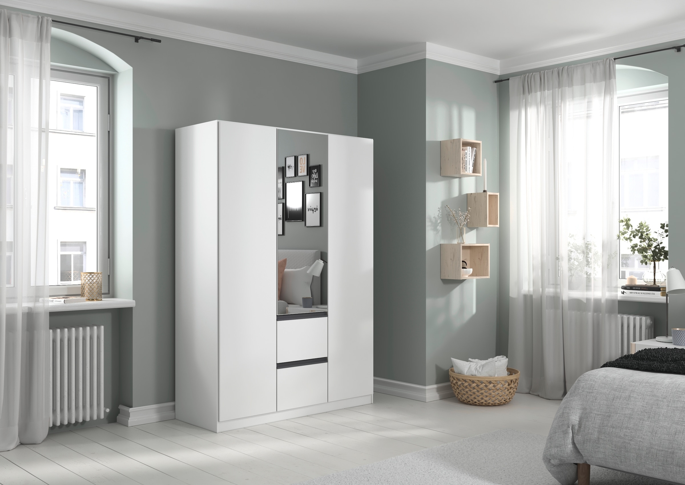 rauch Drehtürenschrank »Kleiderschrank Schrank Garderobe Wäscheschrank BRISTOL in 2 Breiten«, grifflose Front mit Push-to-Open Funktion in 2 Breiten MADE IN GERMANY