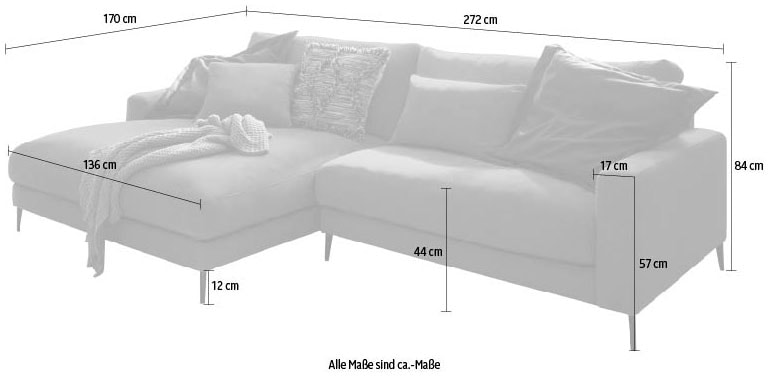 INOSIGN Ecksofa »Downtown Gemütliches Loungemöbel zum Relaxen L-Form«, weicher Sitzkomfort, B/T/H: 272/170/84 cm
