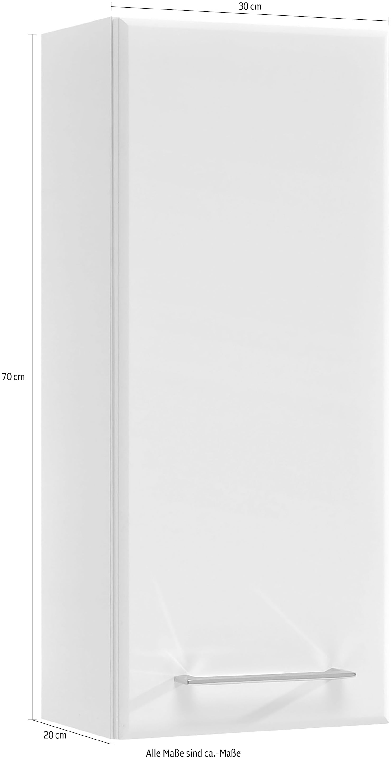 Saphir Hängeschrank »Quickset 376 Wand-Badschrank mit 1 Tür und 2 Einlegeböden«, Badezimmer-Hängeschrank, 30 cm breit, inkl. Türdämpfer, Weiß Hochglanz