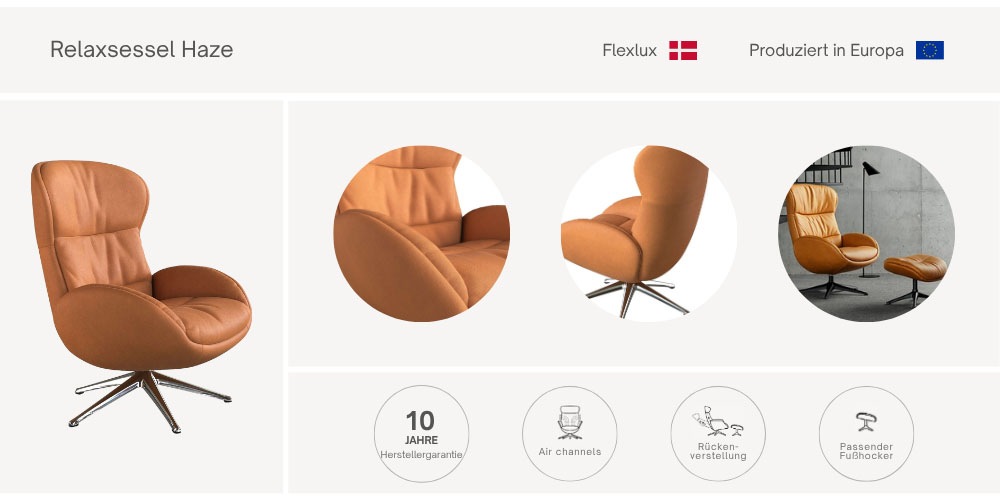 FLEXLUX Relaxsessel »Haze, hervorragender Komfort, Echtleder oder sanfter S günstig online kaufen