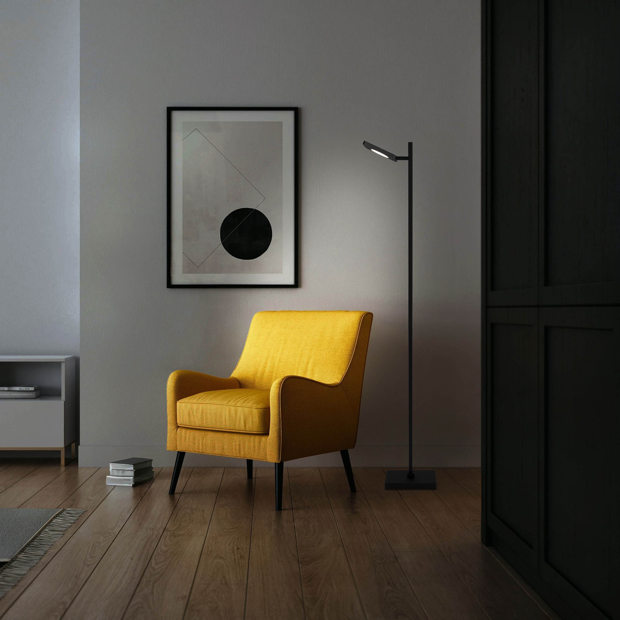 näve LED Stehlampe »Lupa«, 1 flammig, Leuchtmittel LED-Modul | LED wechselbar, Akkuleuchte, USB-C Kabel, schwarz, dimmbar(Touch), Schirm drehbar