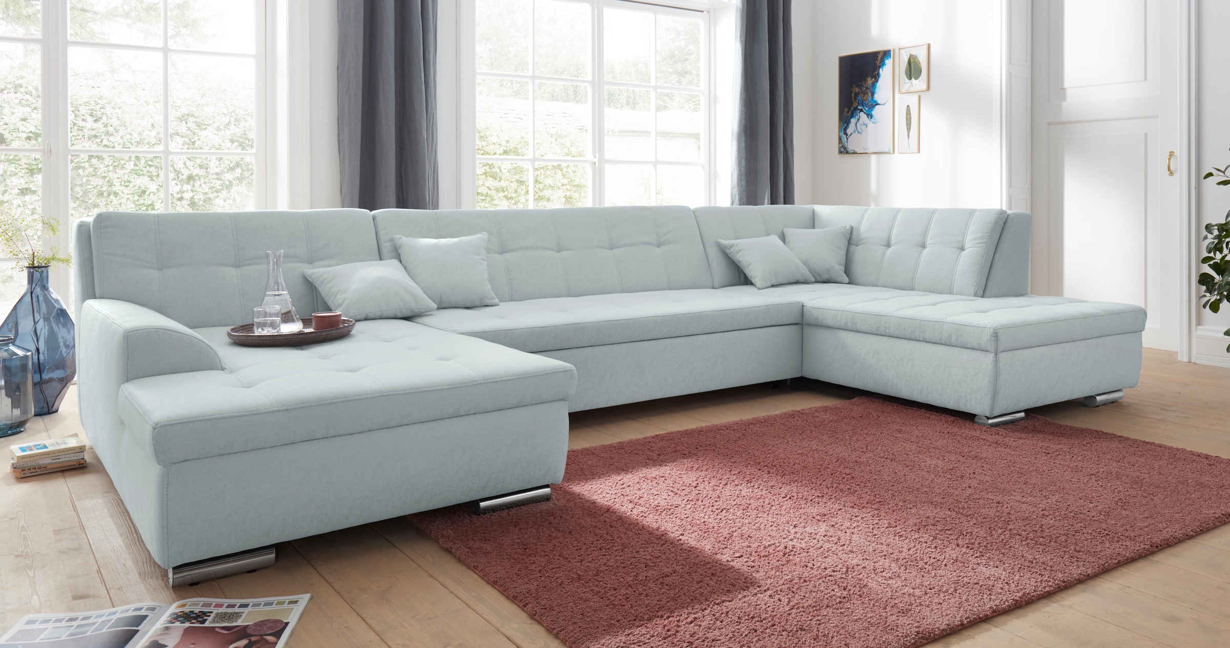 DOMO collection Wohnlandschaft »Aversa U-Form«, wahlweise mit Bettfunktion, frei im Raum stellbar