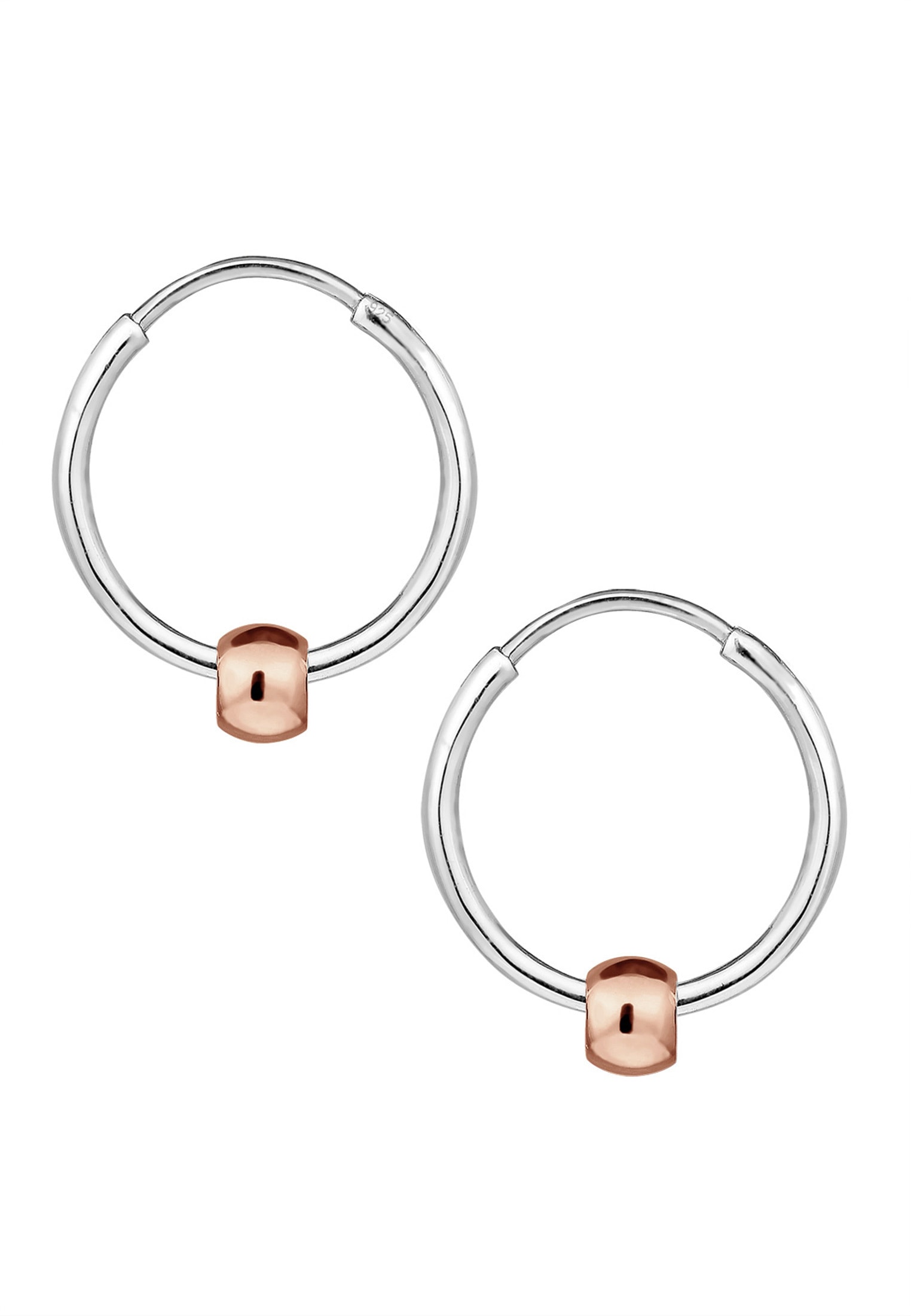 Elli Paar Creolen »Kugel Geo Creole Bi-Color 925 Sterling Silber«