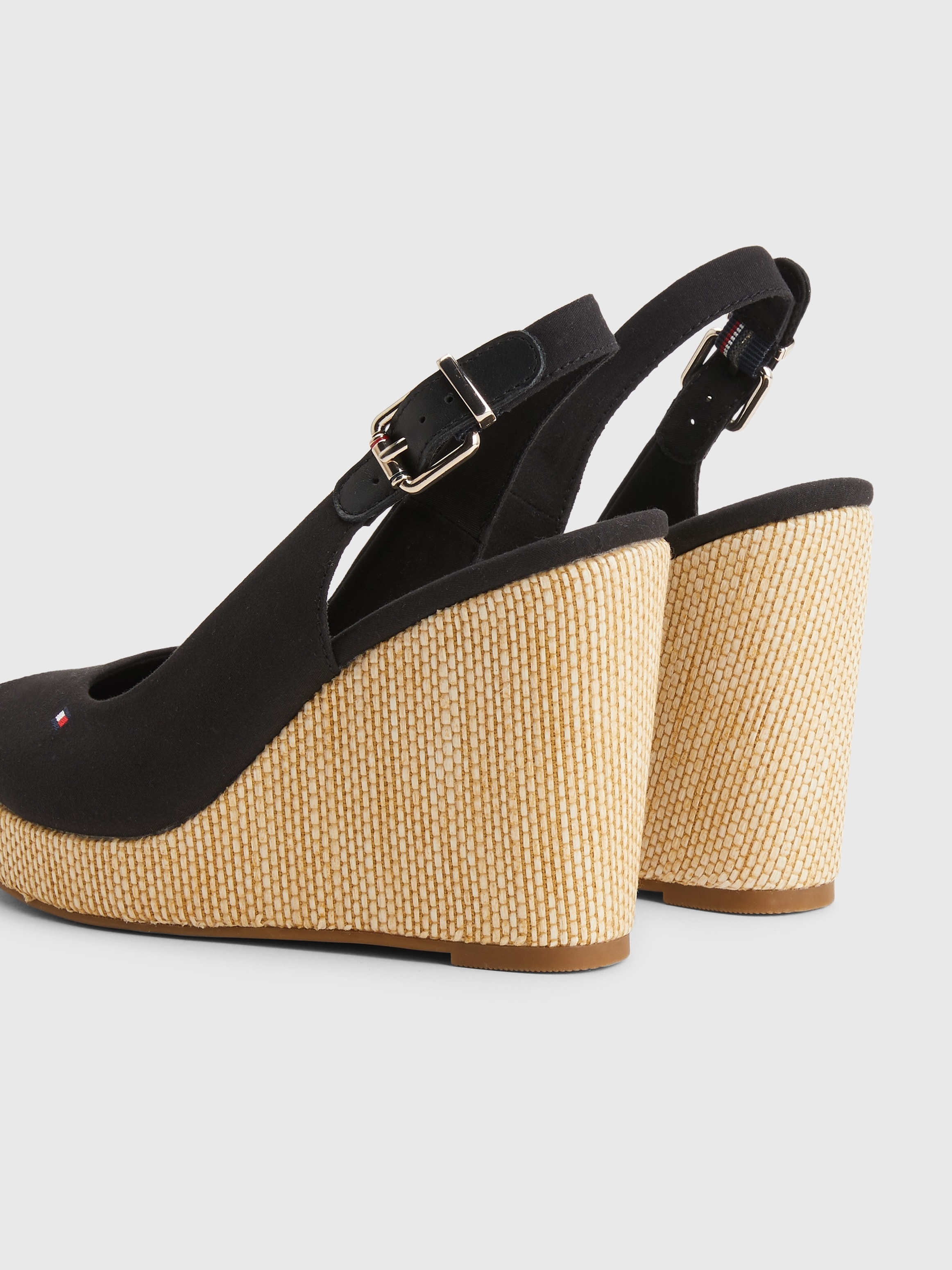 Tommy Hilfiger Keilsandalette »ICONIC ELENA SLING BACK WEDGE«, Sommerschuh, Sandale, Keilabsatz, mit verstellbarer Schnalle