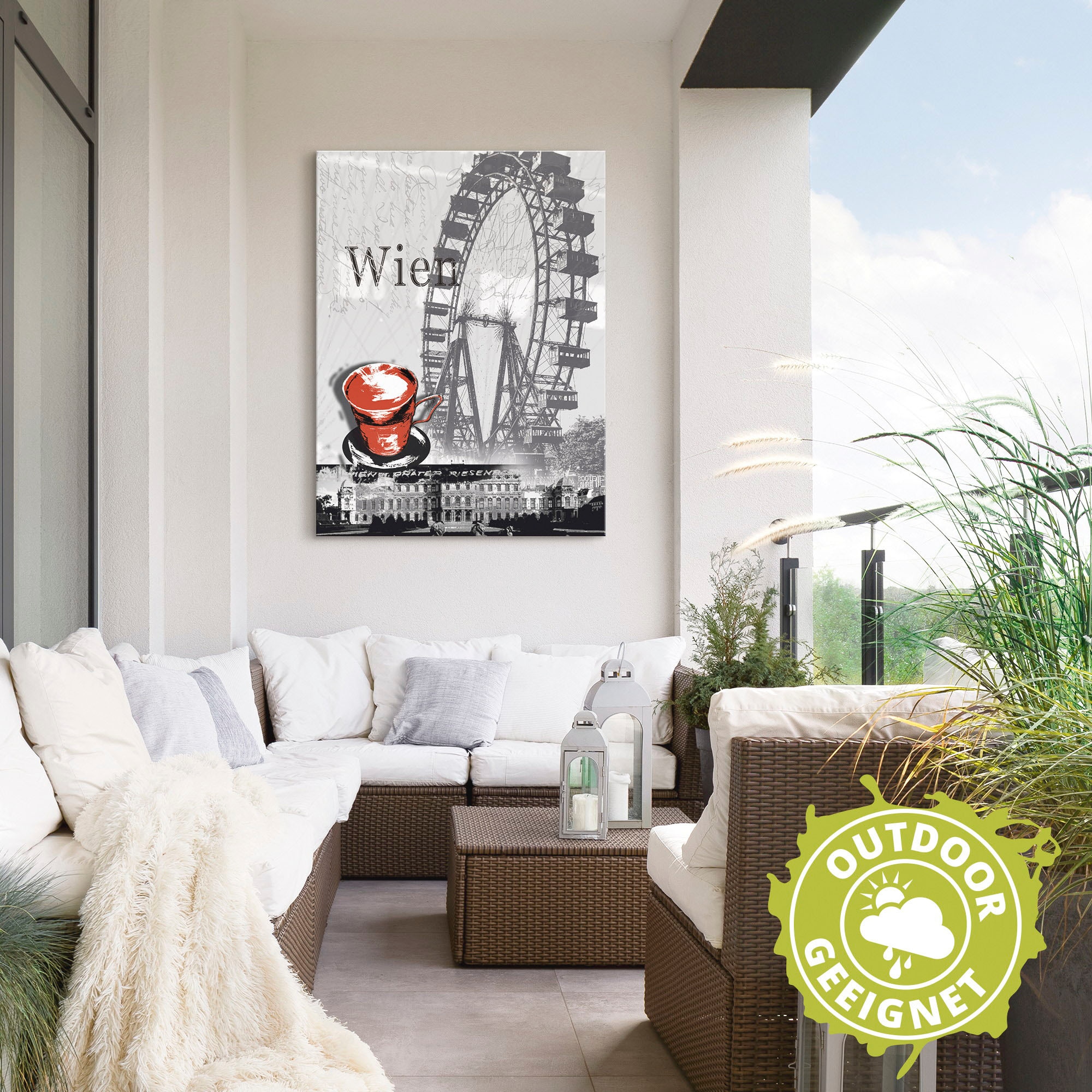 Artland Wandbild »Wien - Melange - Kaffee«, Gebäude, (1 St.), als Alubild, Outdoorbild, Leinwandbild, Poster in verschied. Größen
