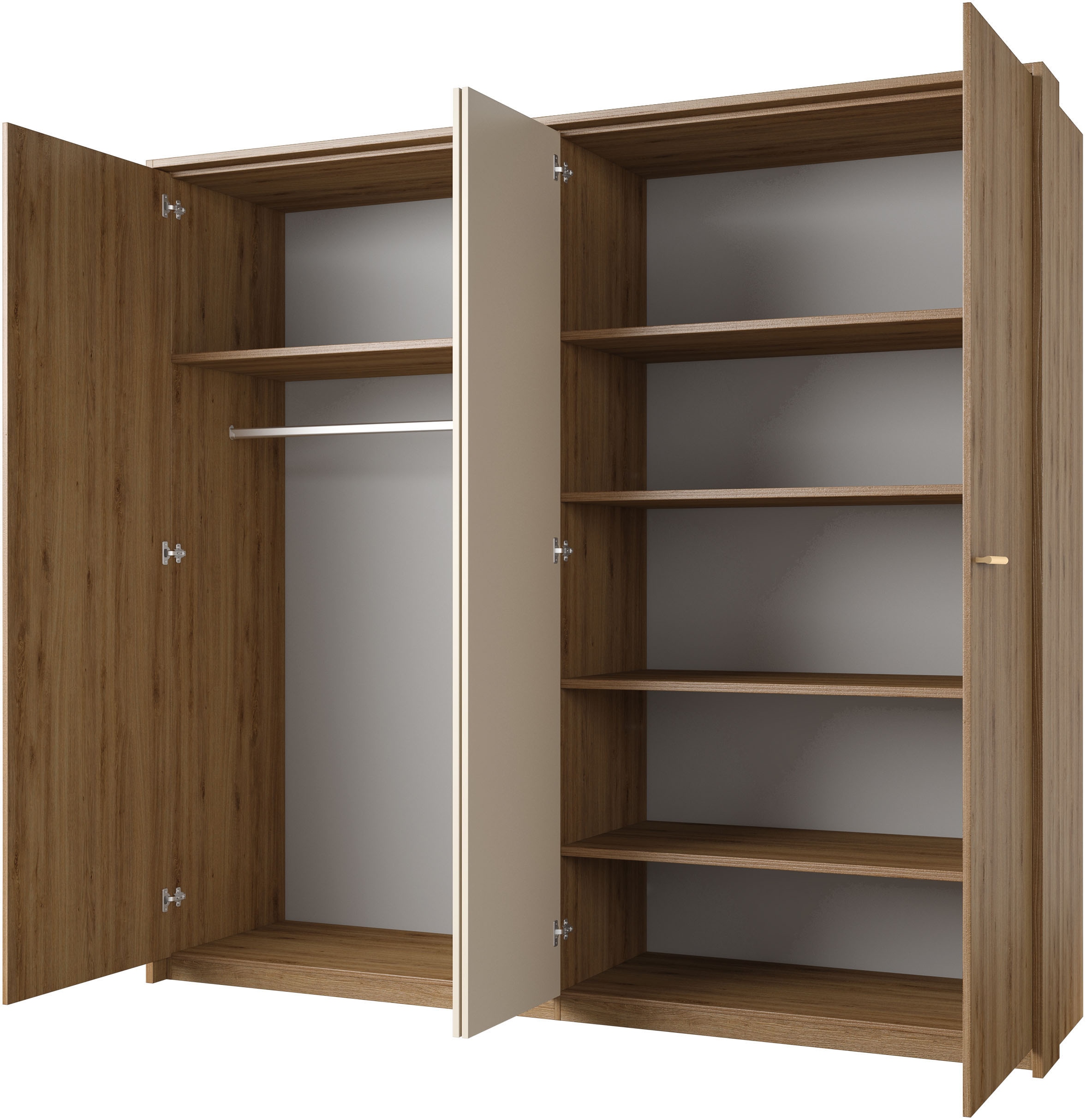 Home affaire Schlafzimmer-Set »Bitry,Set 4-St(Bett 180 cm, 2xNako, Drehtürenschrank)«, Komplettschlafzimmer, viel Stauraum, fühlbare Struktur, Holzoptik