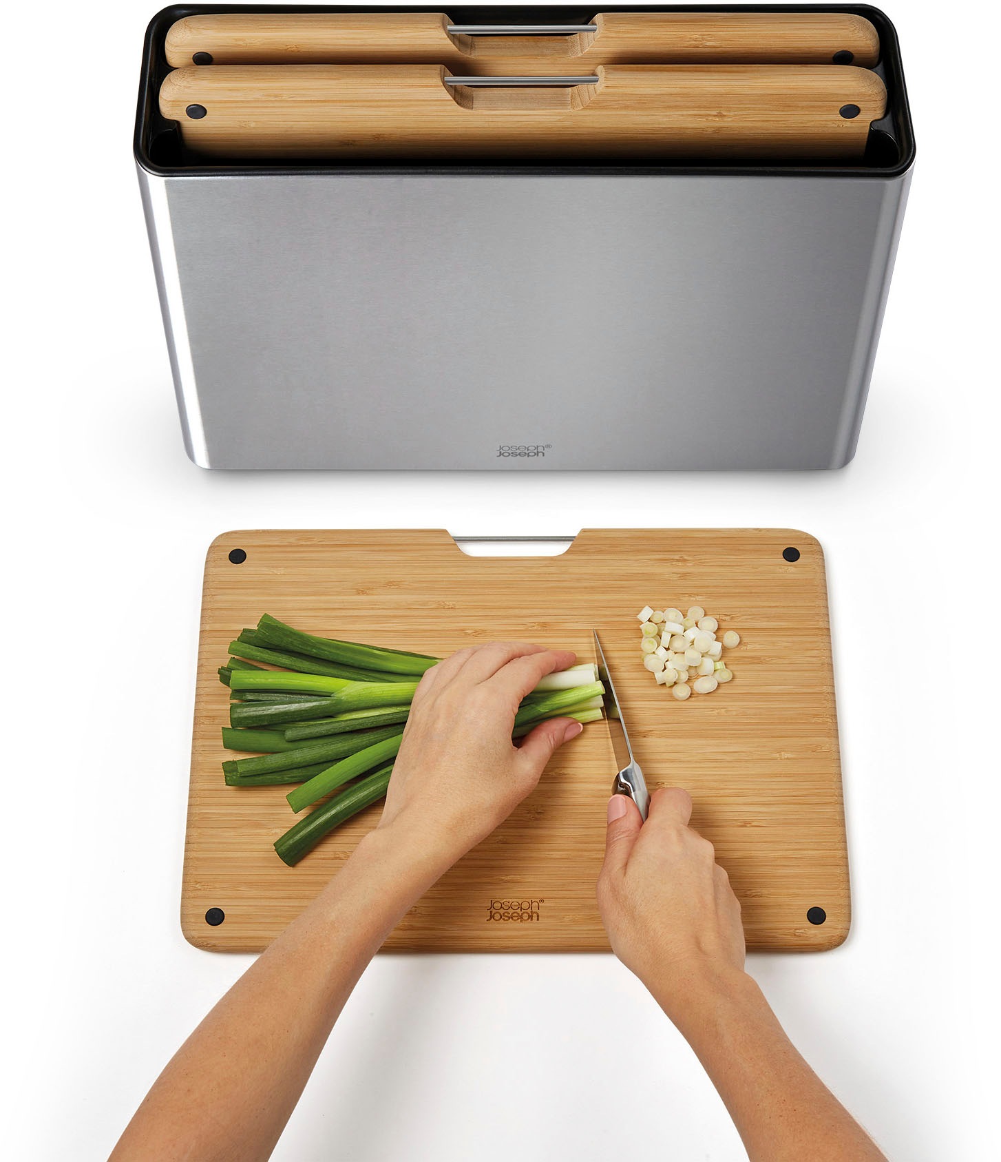 Joseph Joseph Schneidebrett »Folio Steel Bamboo«, (Set, 4 St.), doppelseiti günstig online kaufen