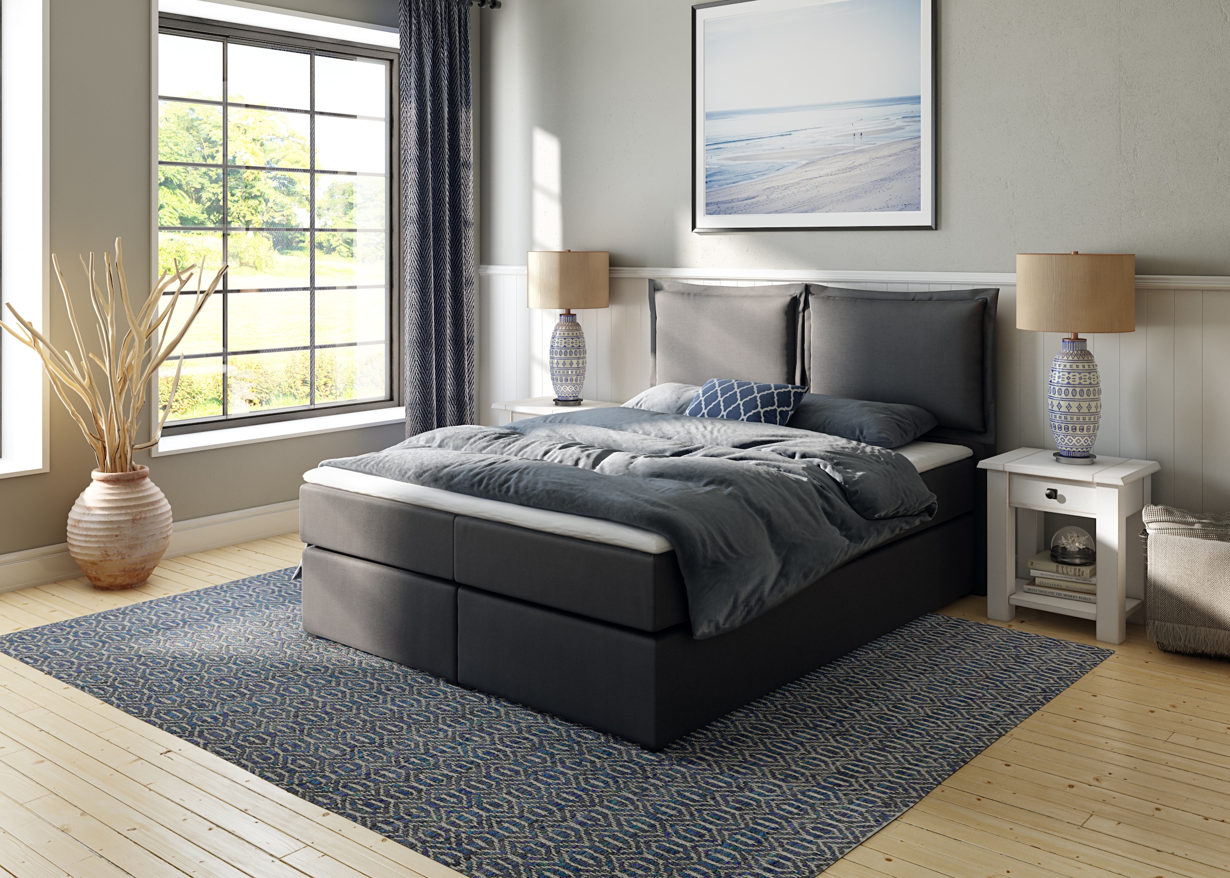 Home affaire Boxspringbett "Lysann" 5fach verstellbares Kopfteil, in 4 Brei günstig online kaufen