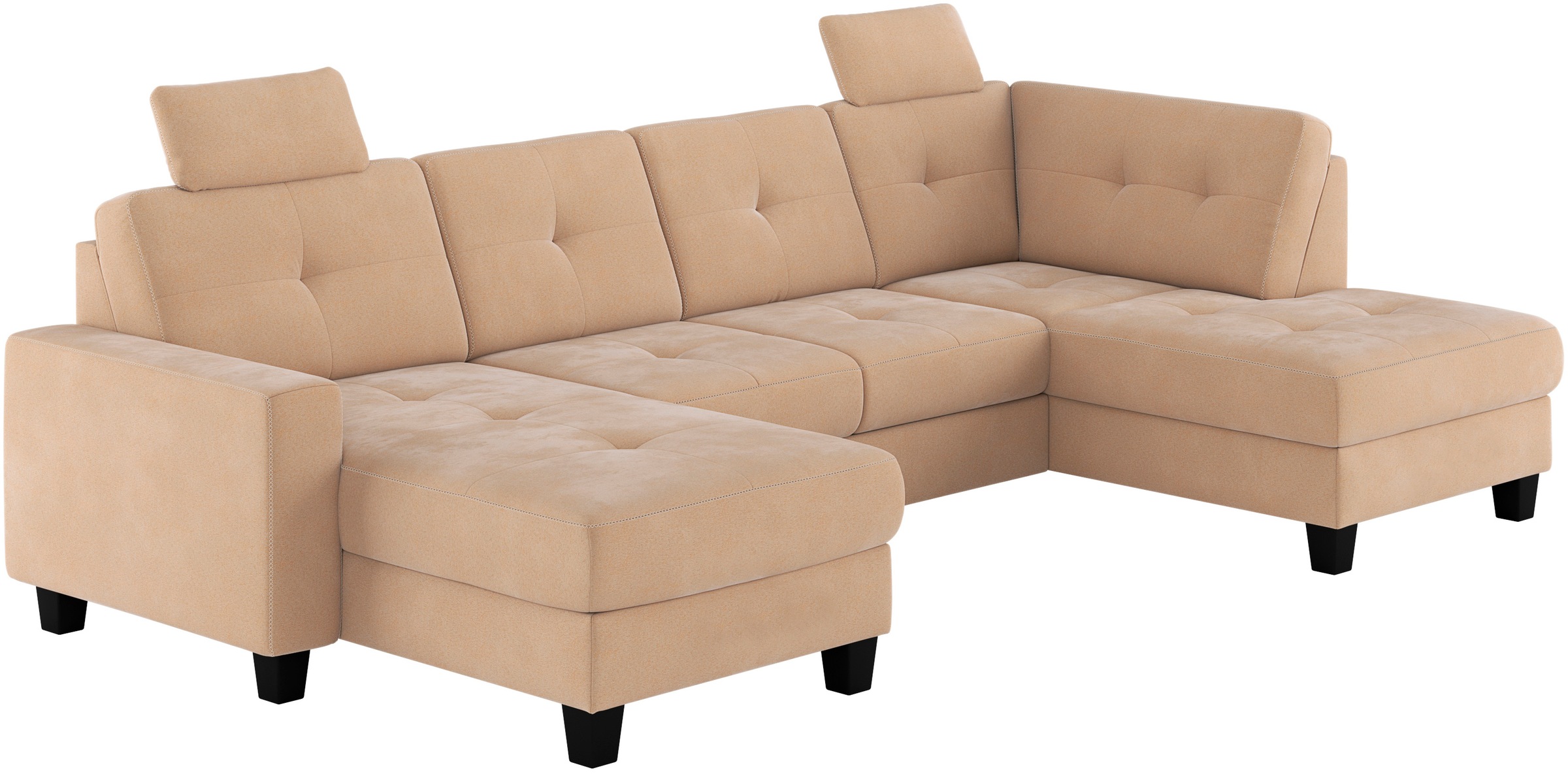 Places of Style Wohnlandschaft »Varese«, Kreuznaht in beige
