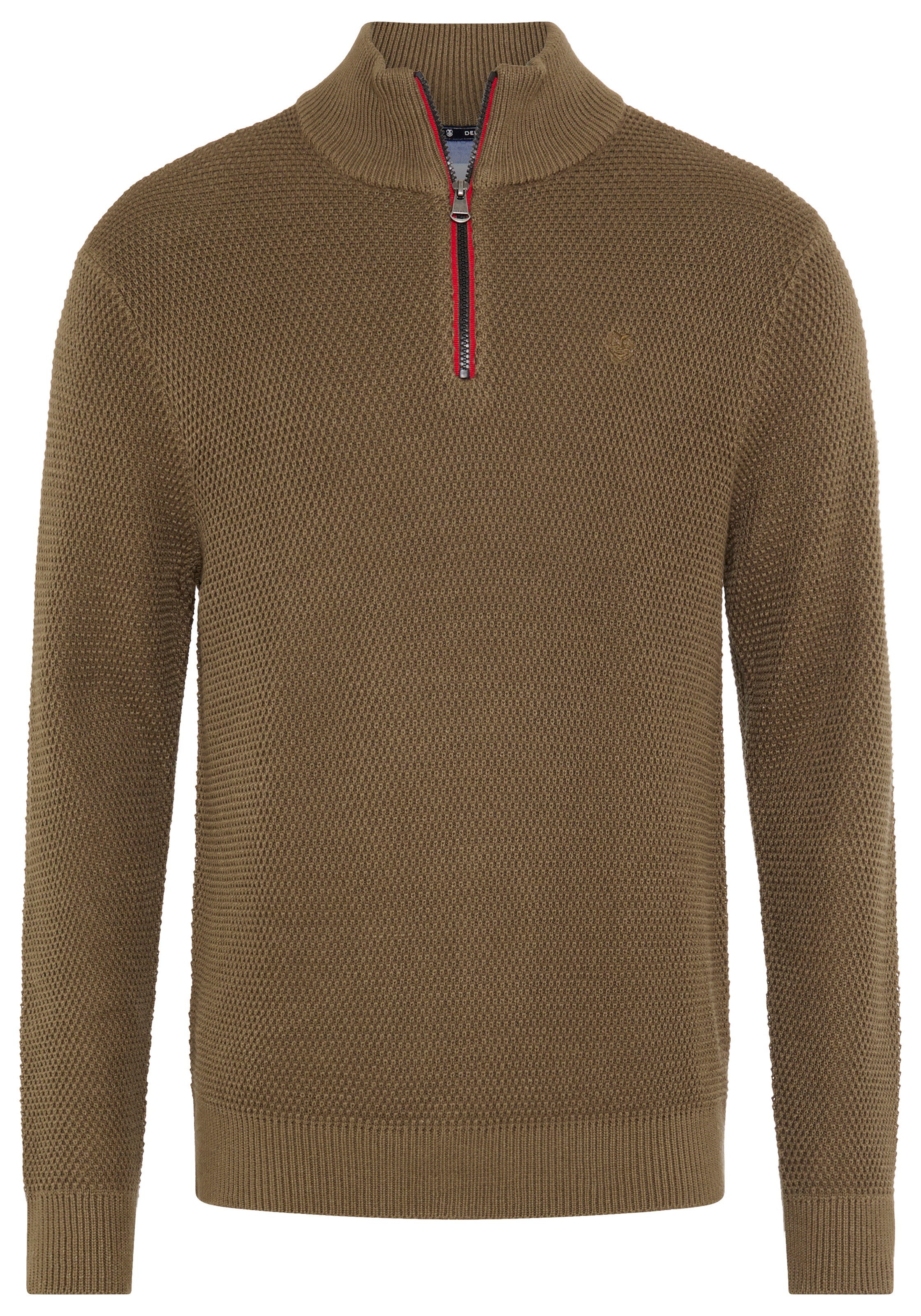 DELMAO Troyer »Neue Kollektion! Highlight Kontrast- Reißverschluß« aus Strickmaterial, Regular Fit, mit Label-Applikation