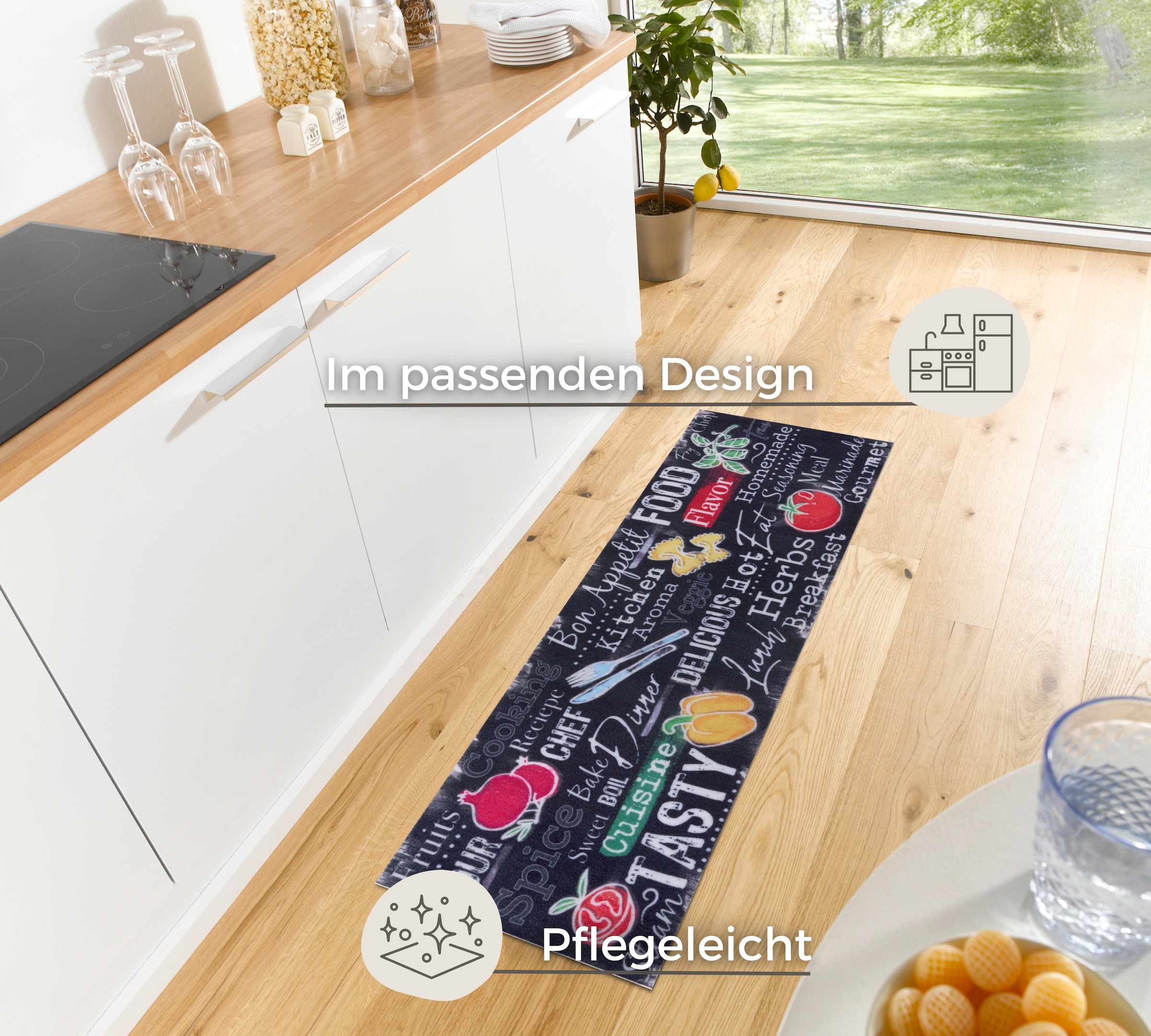 HANSE Home Küchenläufer »Delicious Kitchen Board«, rechteckig, 3 mm Höhe, Läufer, Rutschfest, Küchenteppich, Küche, Teppich, Pflegeleicht