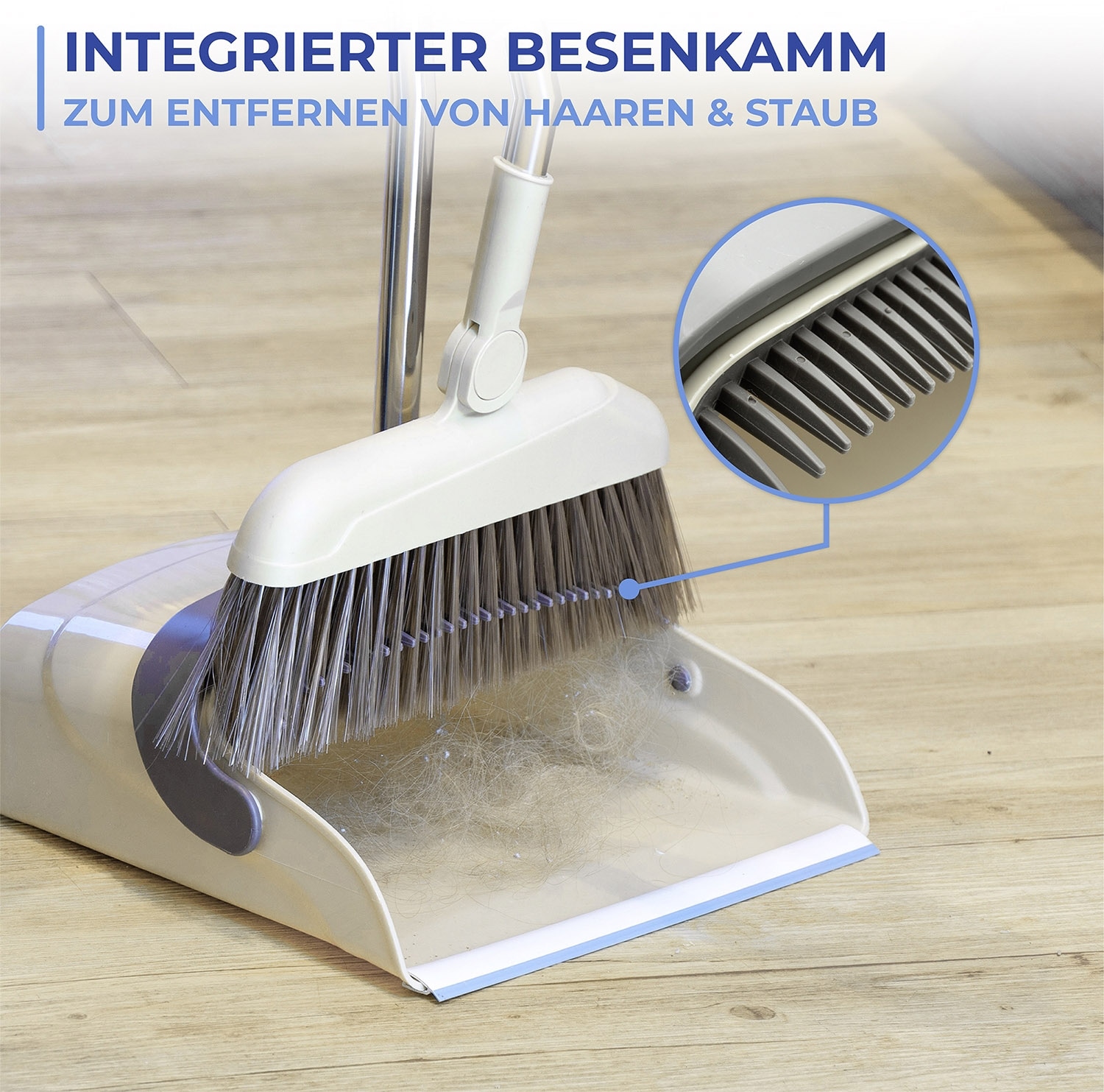 Maximex Kehrgarnitur »Modell Flexi«, Komplett-Set, 2 St., aus Edelstahl, 180° drehbare Eck-Kehrgarnitur mit Teleskop-Stiel, rückenschonend