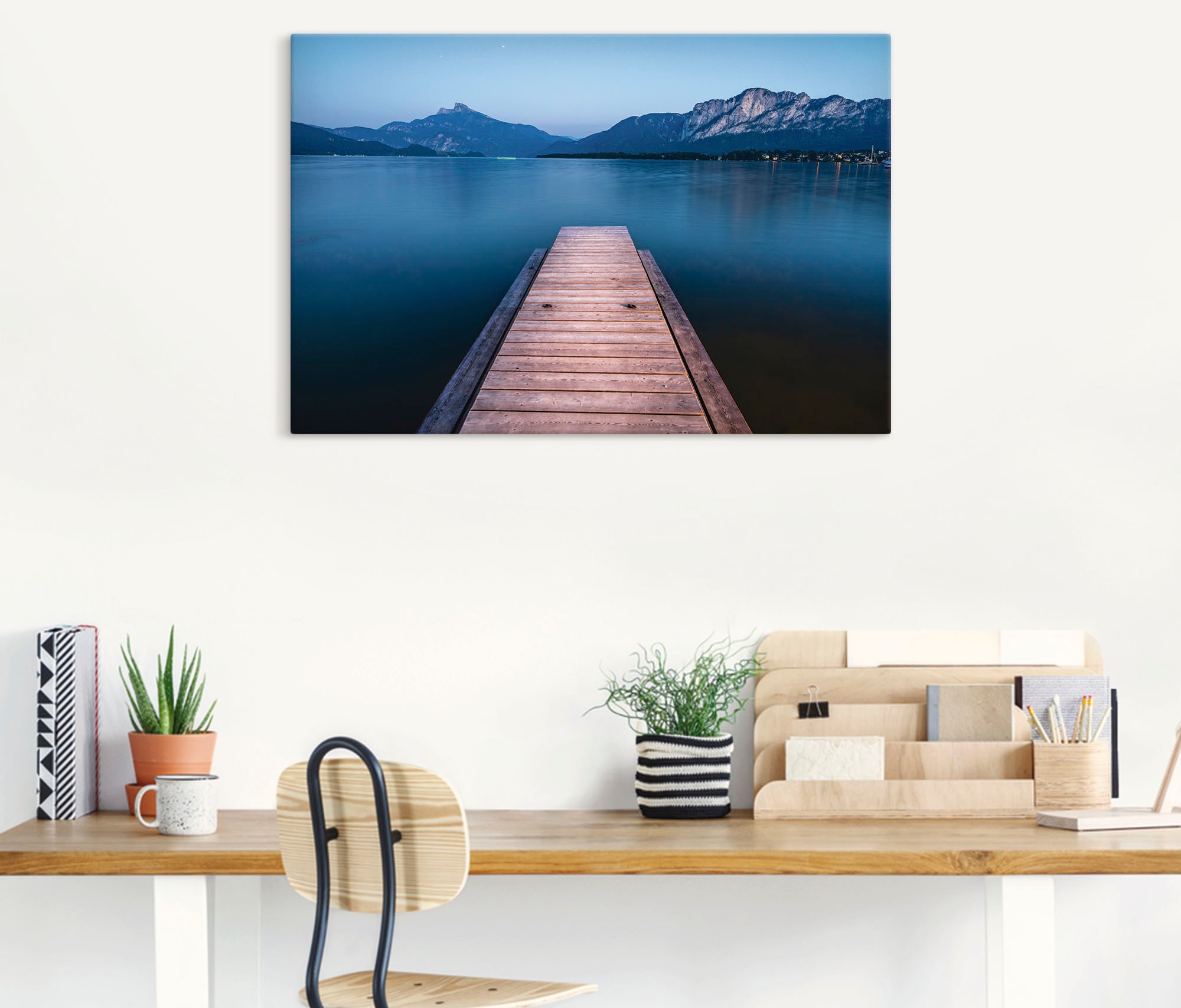 Artland Leinwandbild »Holzsteg mit Blick auf den Mondsee«, Seebilder, (1 St günstig online kaufen