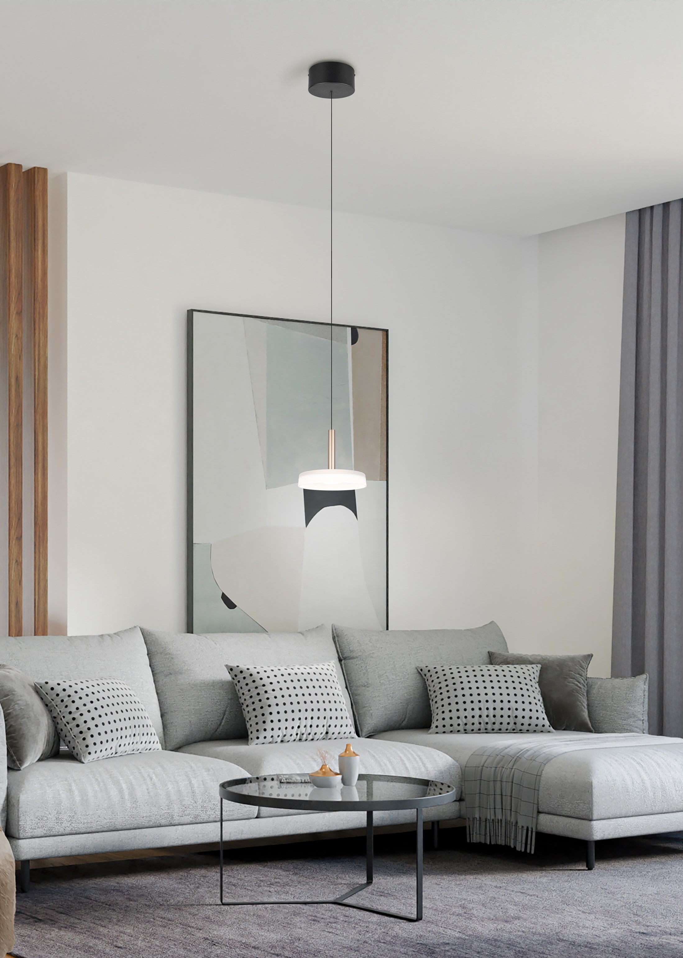 TRIO Leuchten LED Pendelleuchte »CELESTE dimmbare LED Hängelampe aus Metall und Glas, 10W 1100 Lumen«, 1 flammig, Leuchtmittel LED-Board | LED fest integriert, einfach höhenverstellbar von 50-200 cm, Ø 22cm, 3-Stufen Dimmfunktion