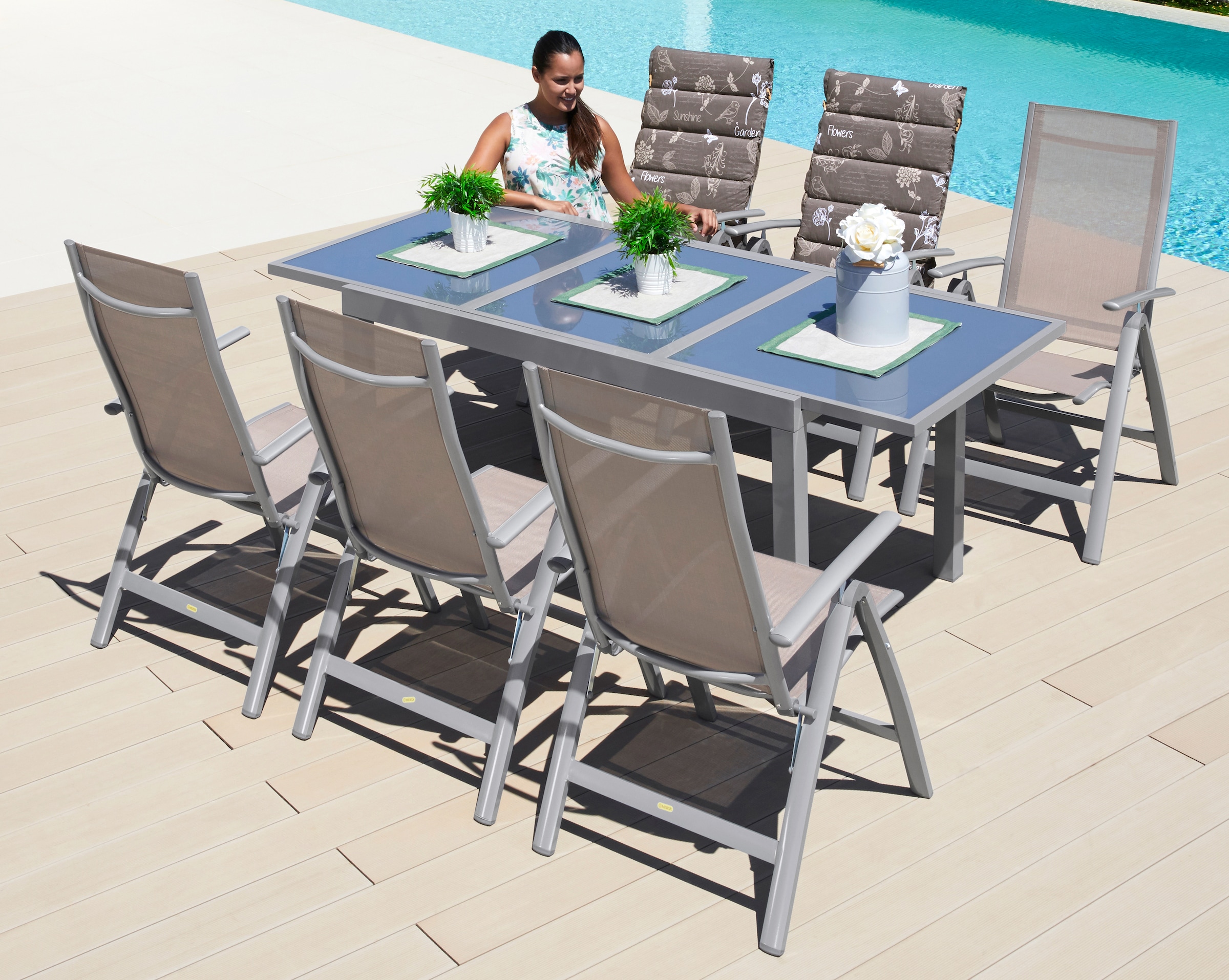 MERXX Garten-Essgruppe »Amalfi« 7 Stk. tlg. 6 Hochlehner, ausziehbarer Tisc günstig online kaufen