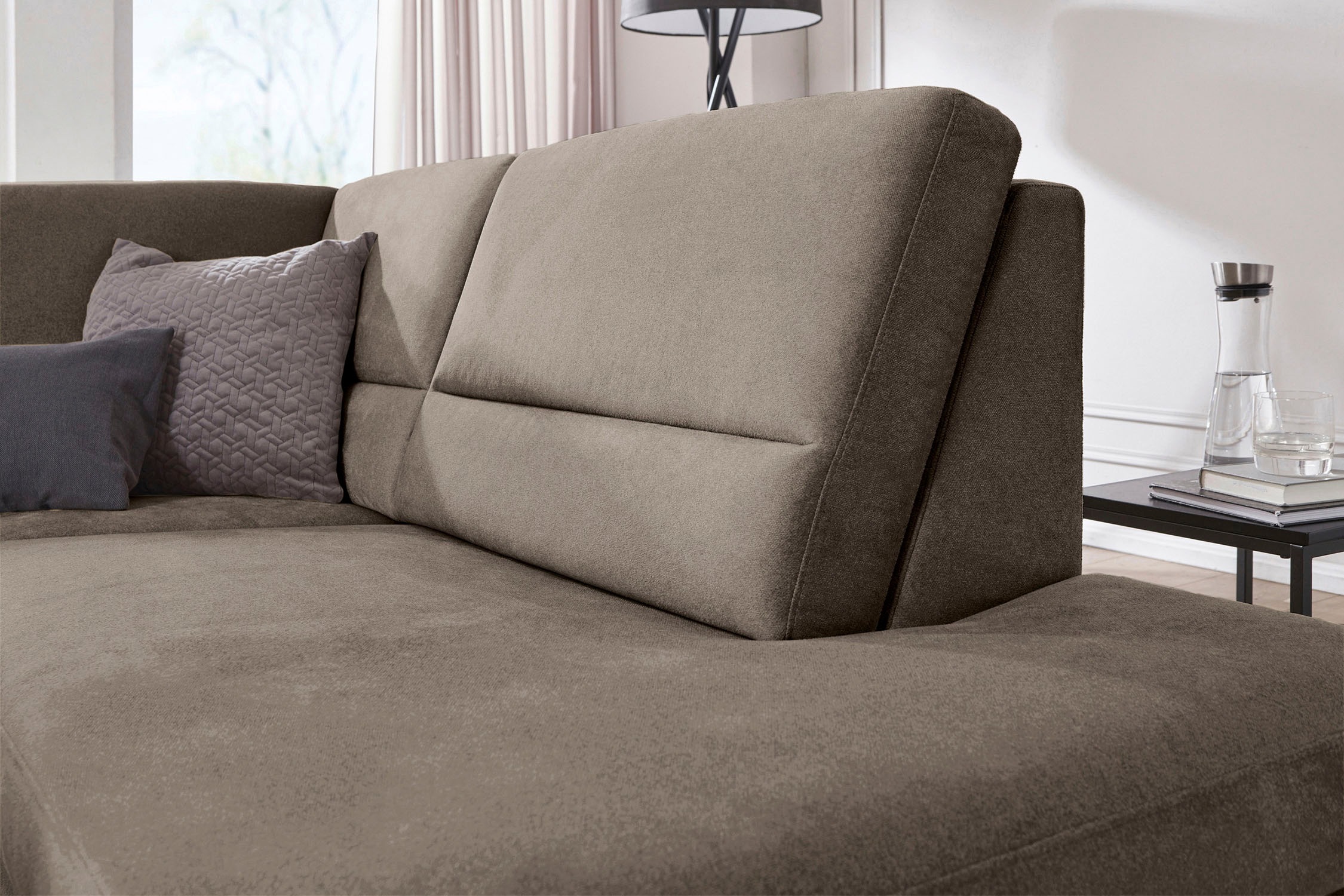 CALIZZA INTERIORS Ecksofa »Onyx L-Form«, Ottomane links oder rechts, wahlweise mit Bettfunktion, Breite 257 cm