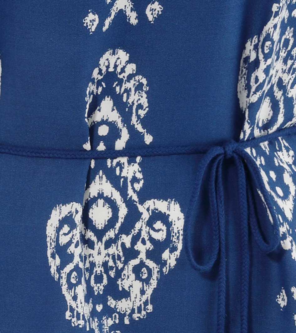 Aniston CASUAL Tunikakleid, (mit abnehmbarem Kordel-Bindeband), mit Ornament-Druck und gekontertem Volant - NEUE KOLLEKTION