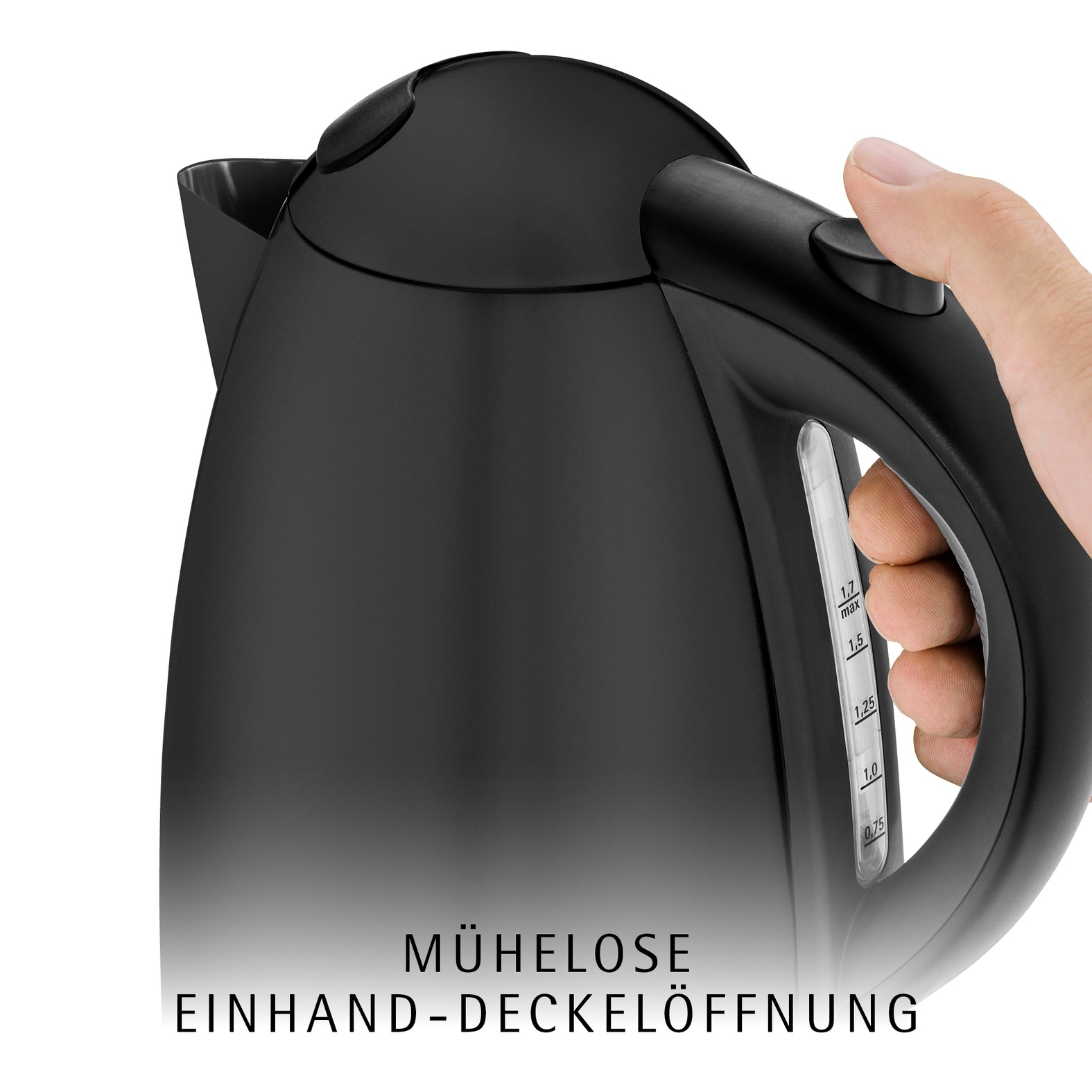 WMF Wasserkocher »Stelio Deep Black« 1,7 l 2400 W Cromargan, beleuchtete Wasserstandsanzeige, 2400 Watt
