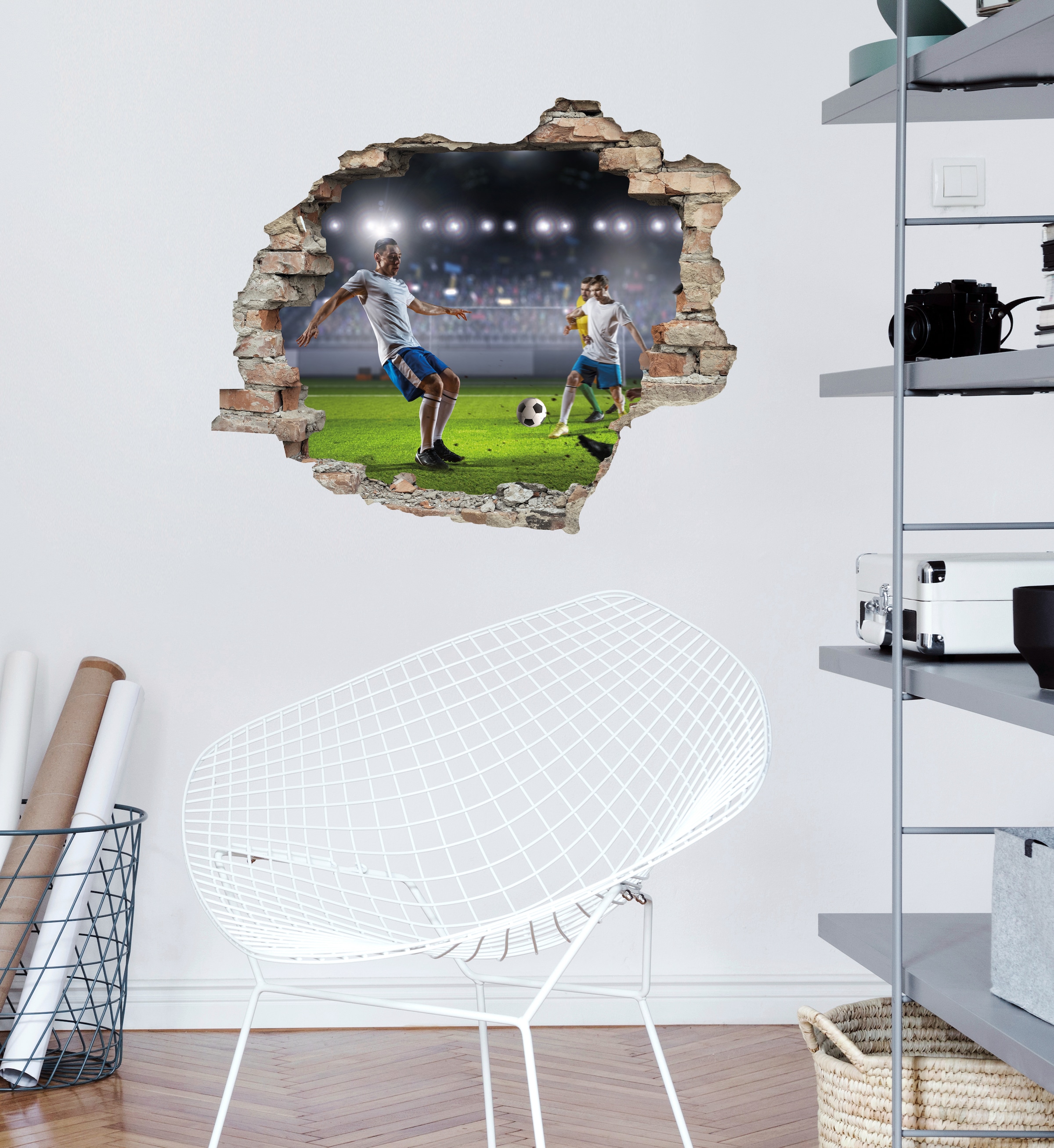queence Wandtattoo »Fußball«, (1 St.), Wandsticker, Wandbild, selbstklebend, 3D, Wanddurchbruch