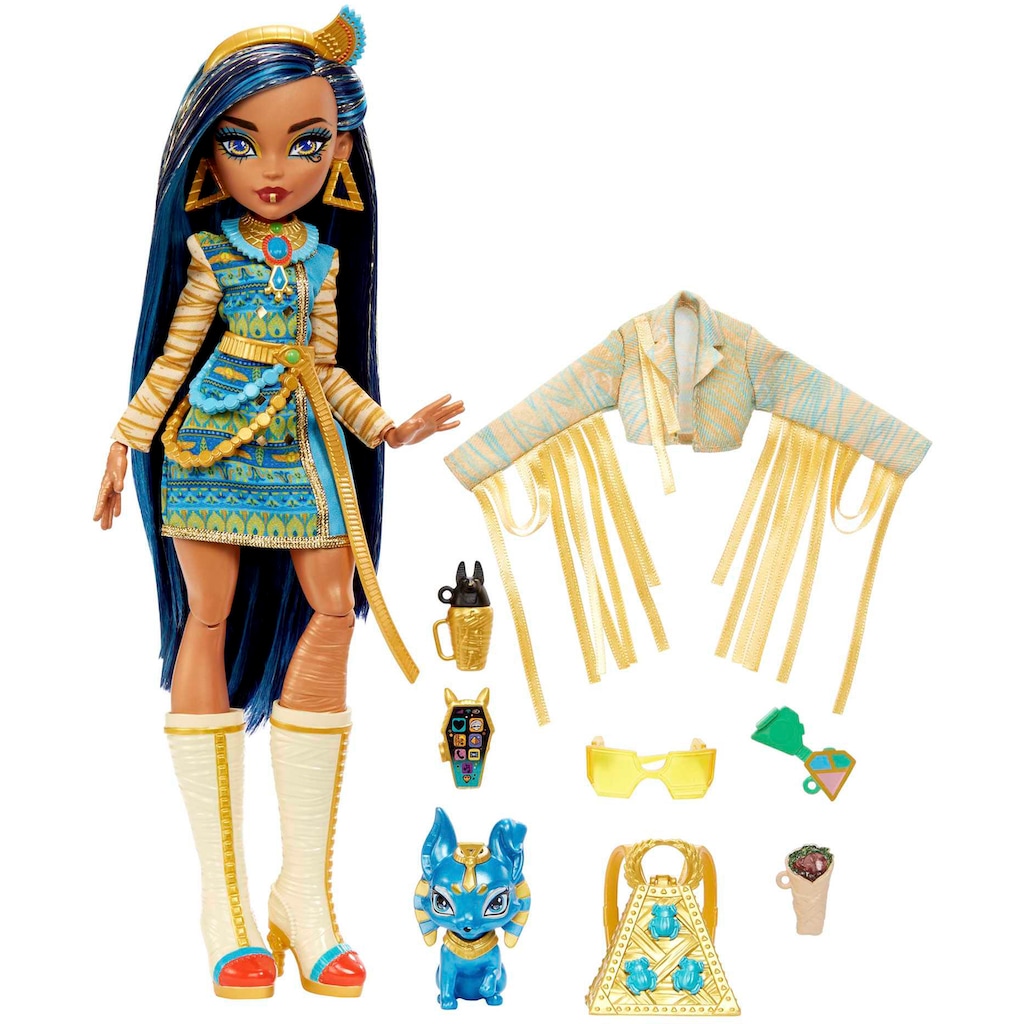 Mattel® Anziehpuppe »Monster High, Cleo de Nile mit Hund«