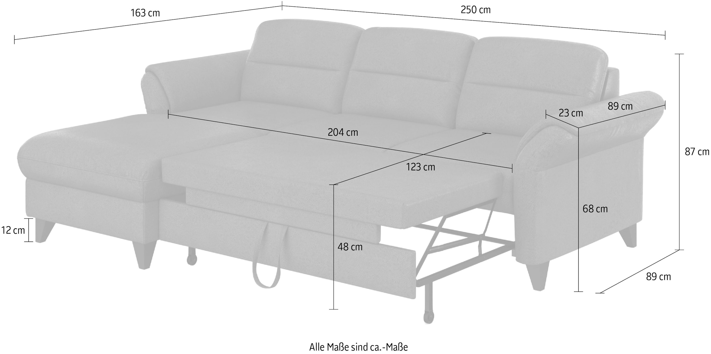 sit&more Ecksofa »Mellum L-Form«, Federkern, wahlweise mit Bettfunktion, Bettkasten und Armteilfunktion